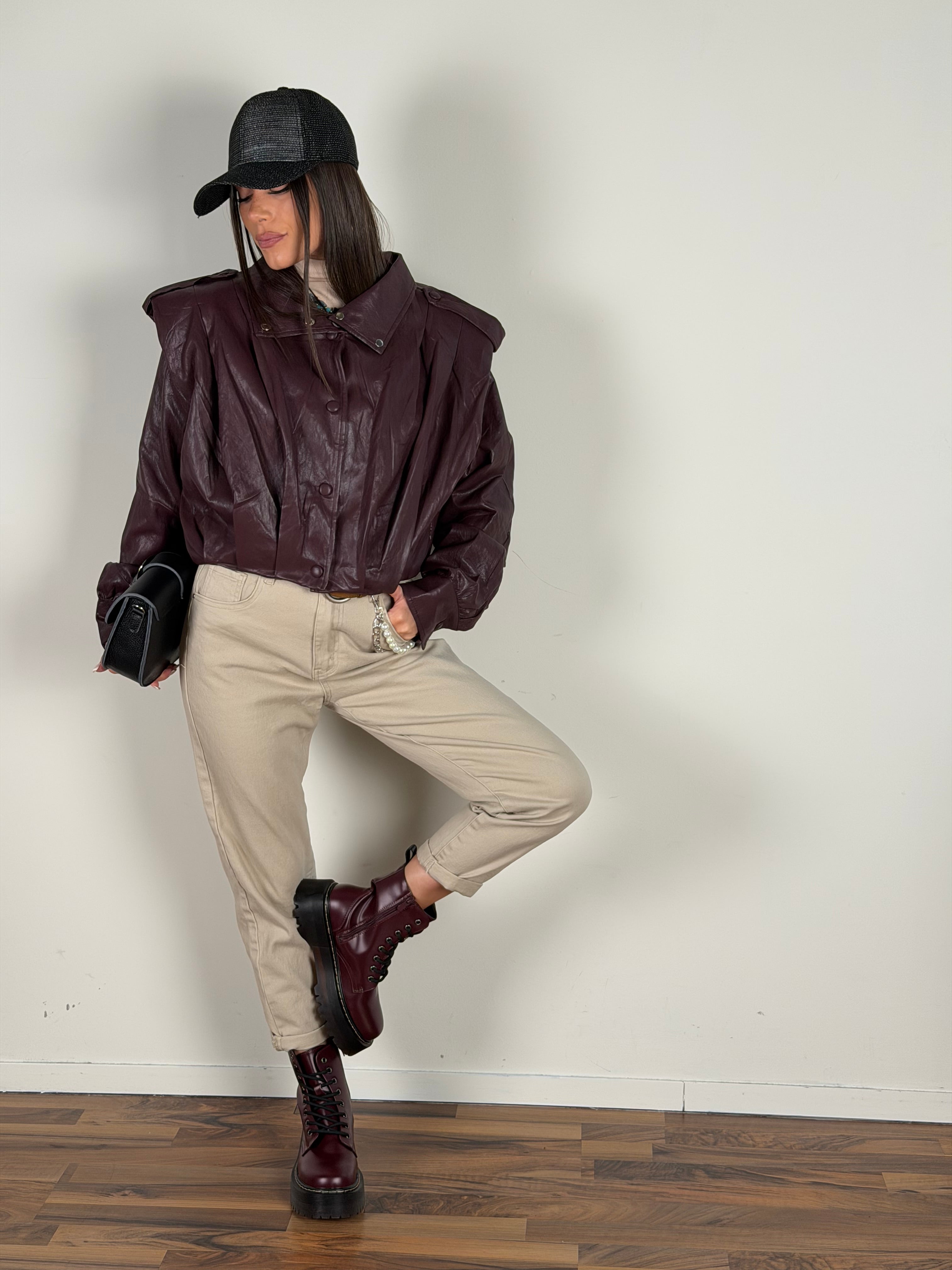 Bomber ecopelle London bordeaux