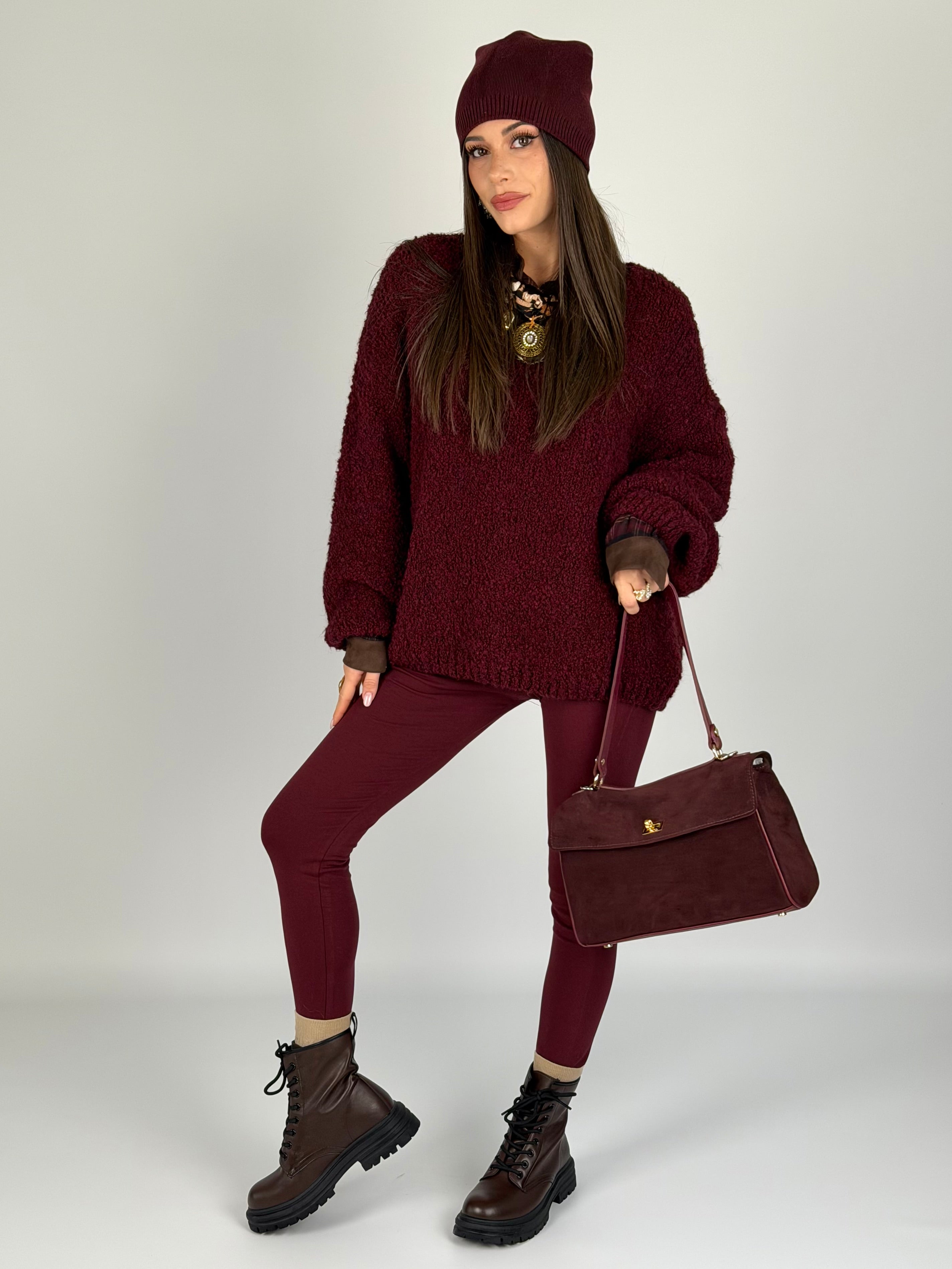 Leggins cotone bordeaux