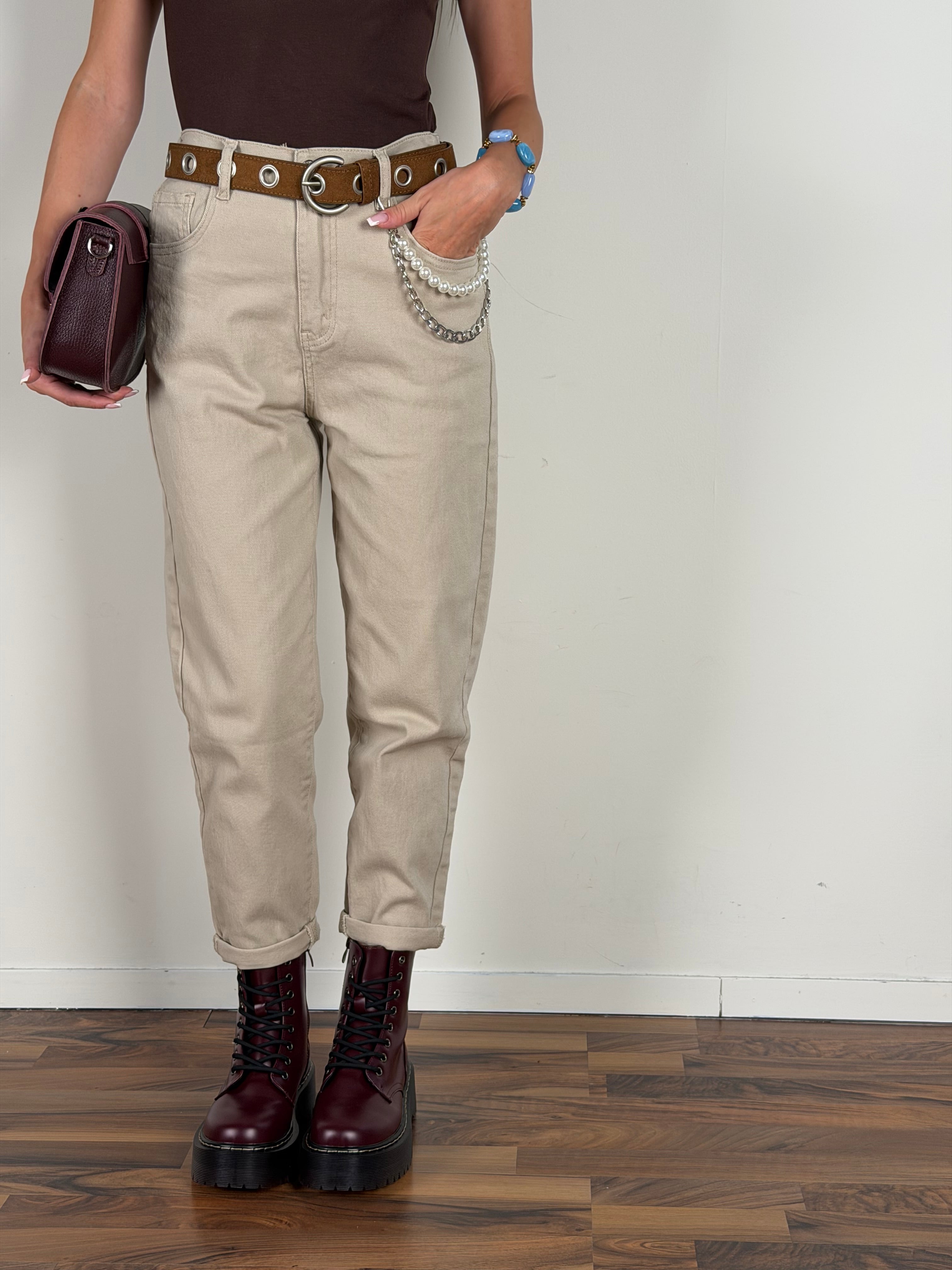 Jeans catena perla beige