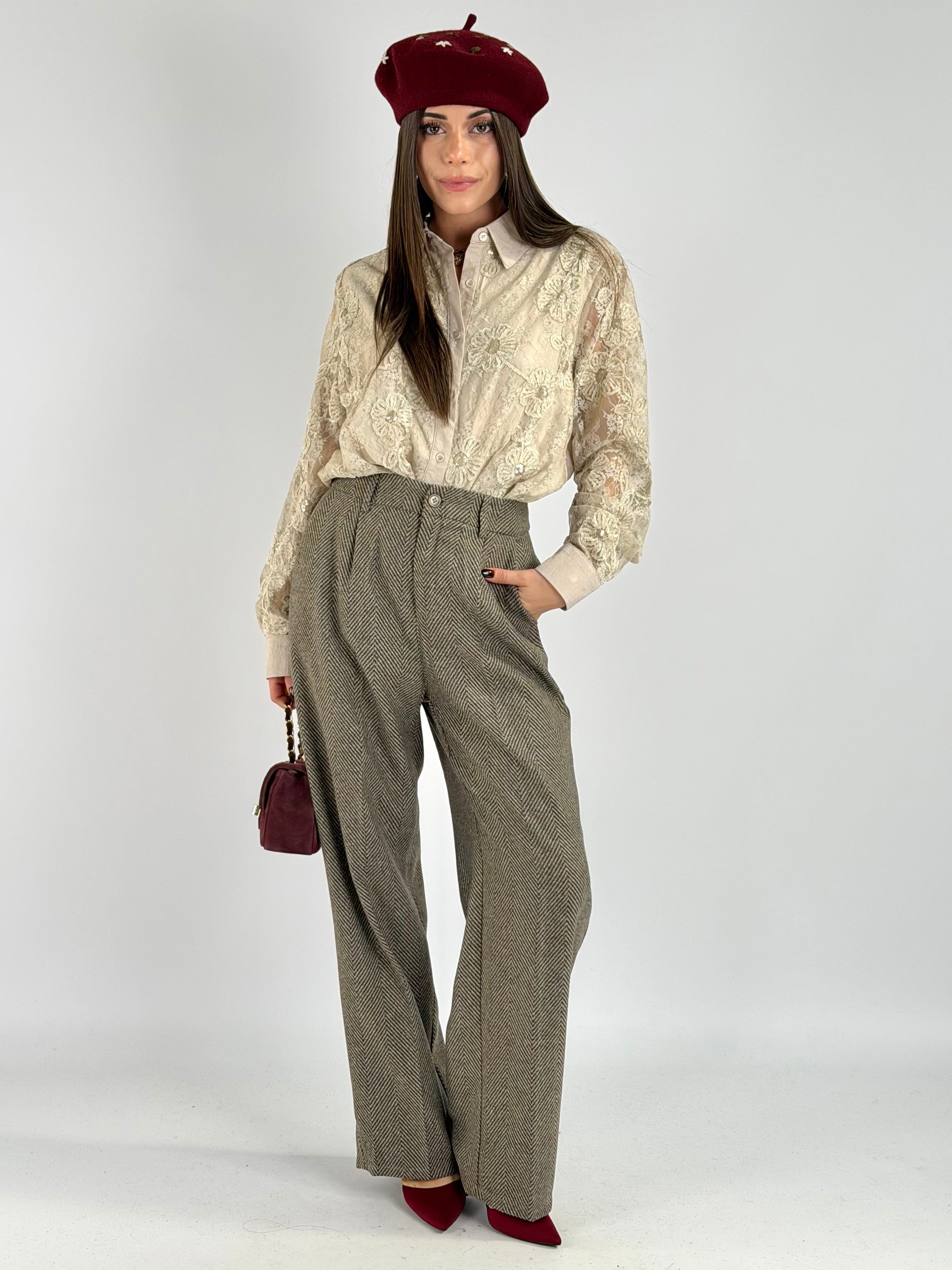 Camicia pizzo Marta beige