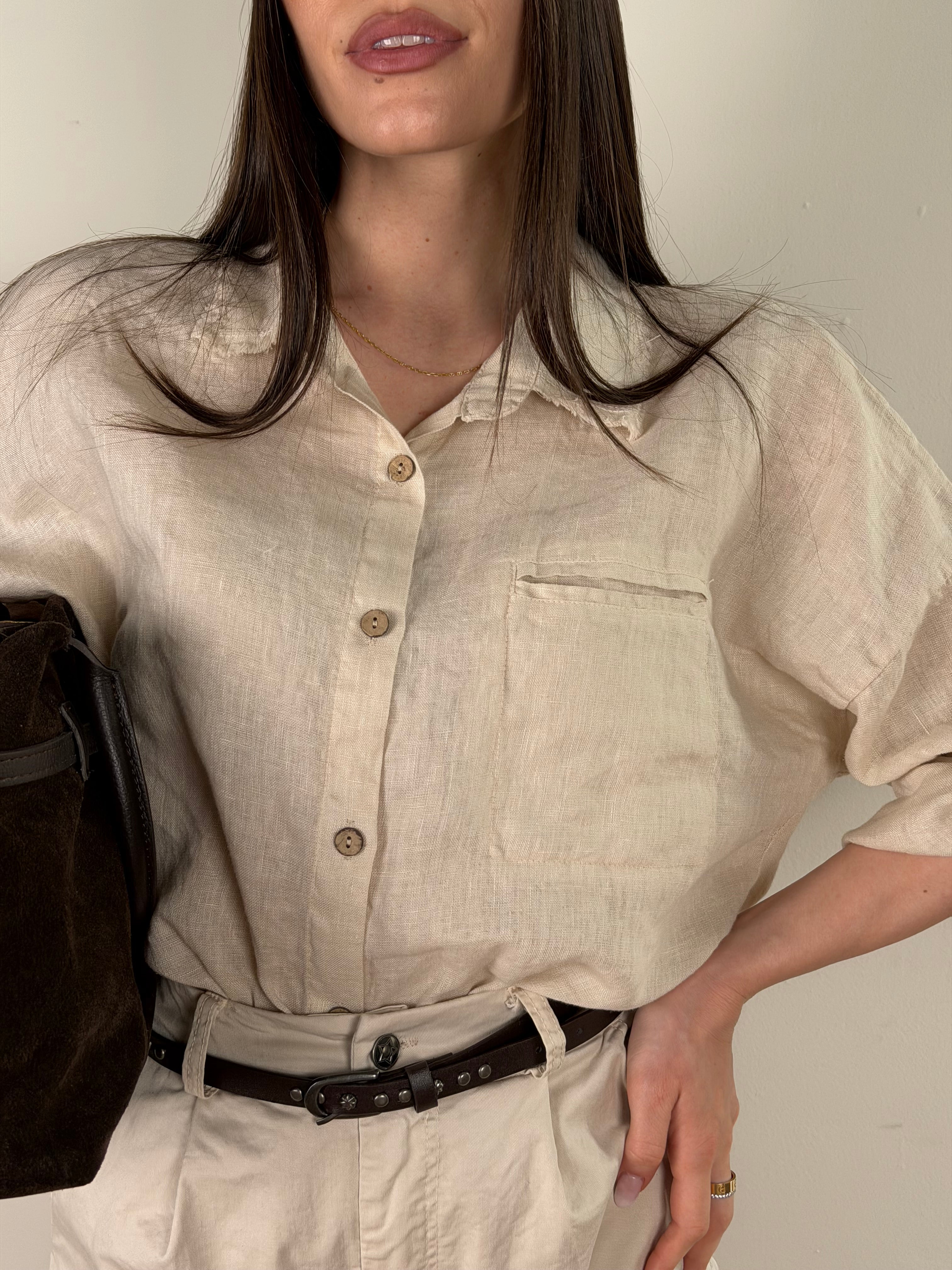 Camicia lino FRIDAY beige