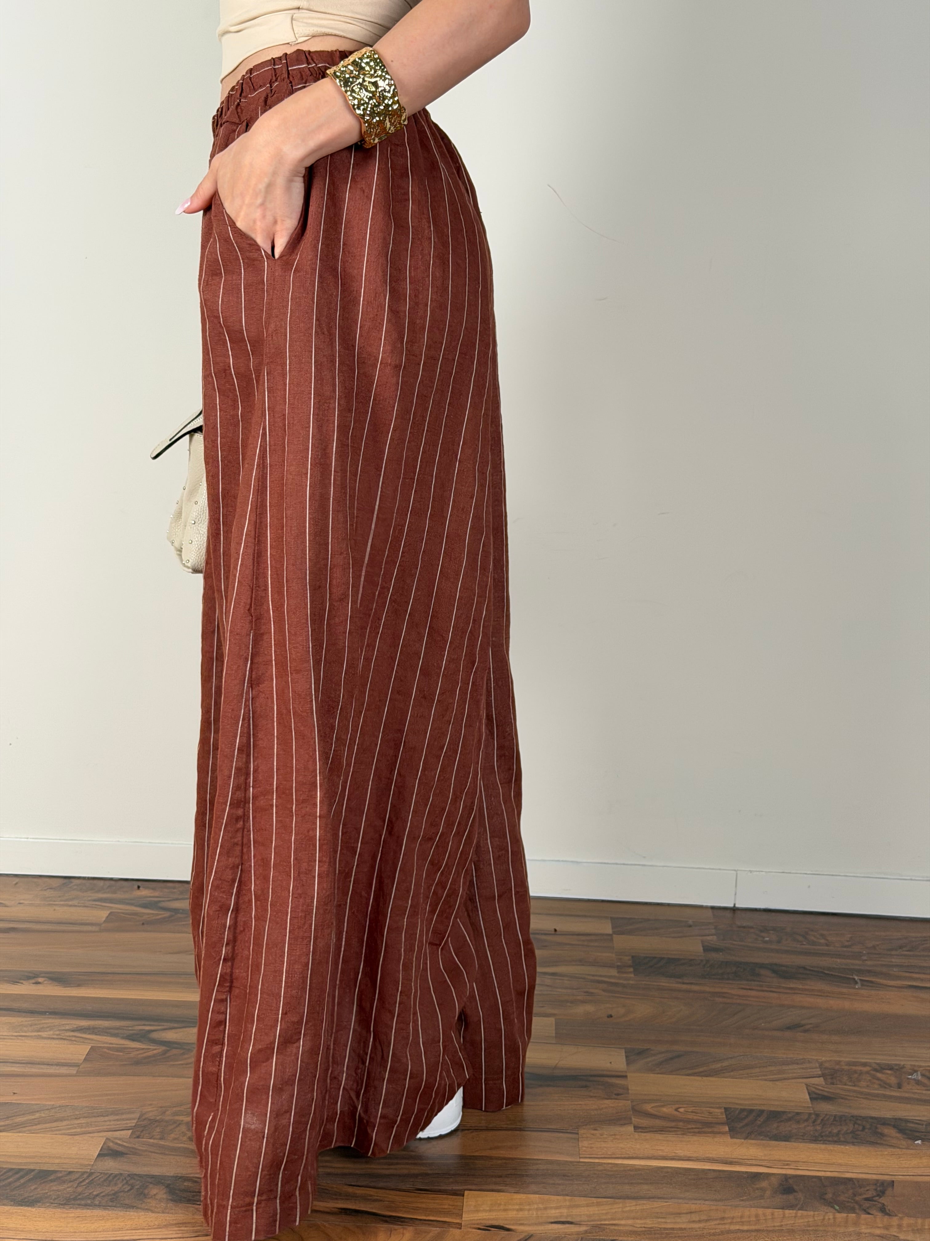 Pantalone puro lino Margot coccio
