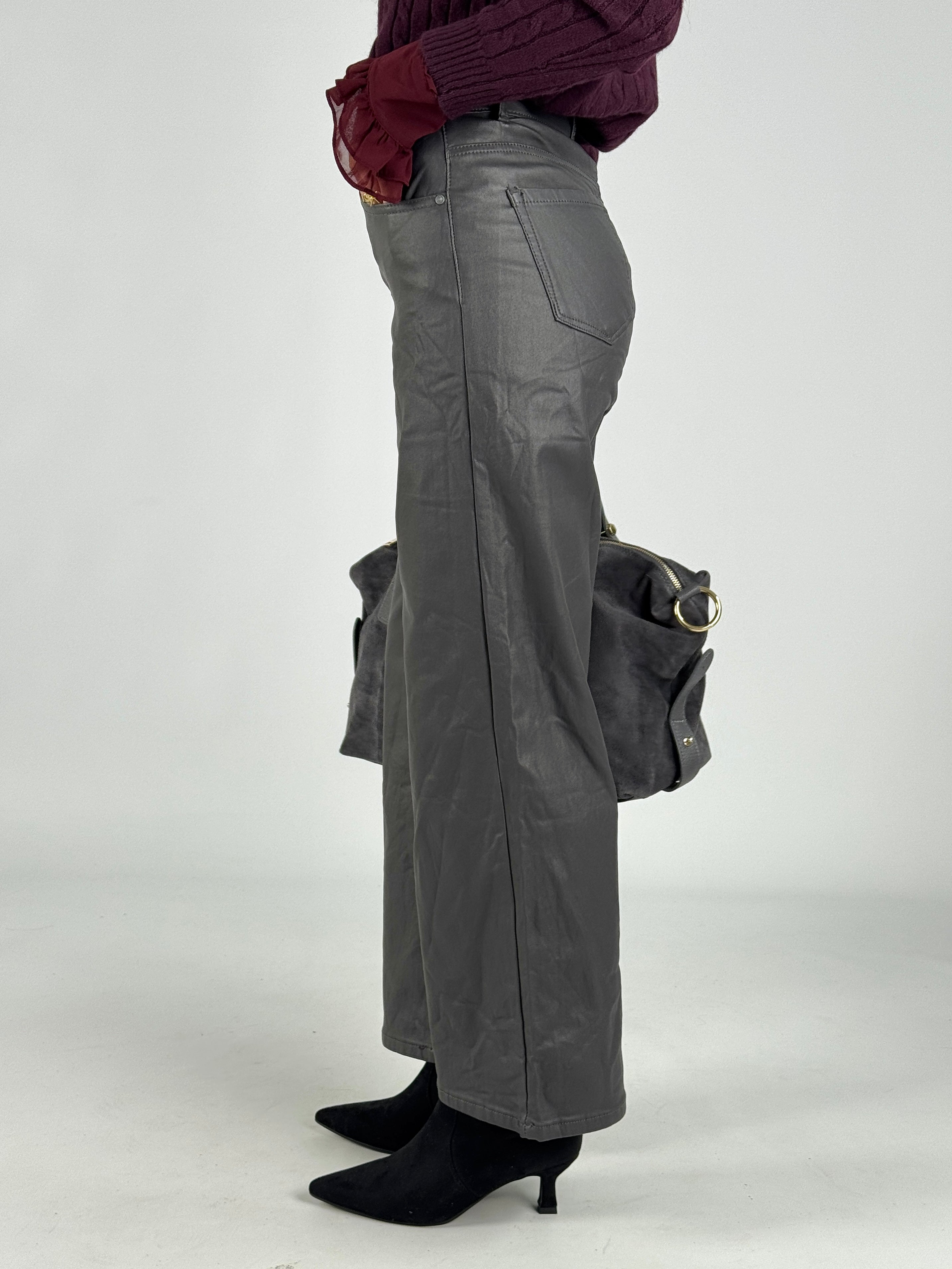 Pantalone in ecopelle Vicy grigio
