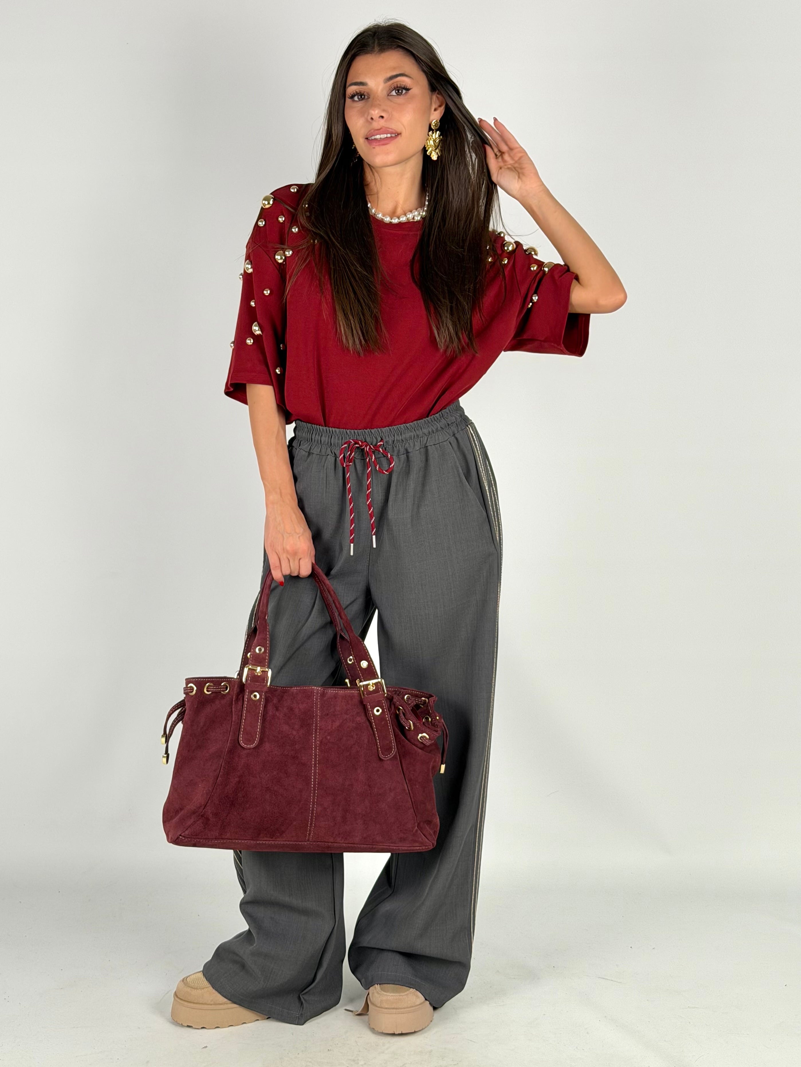 Pantalone righe grigio