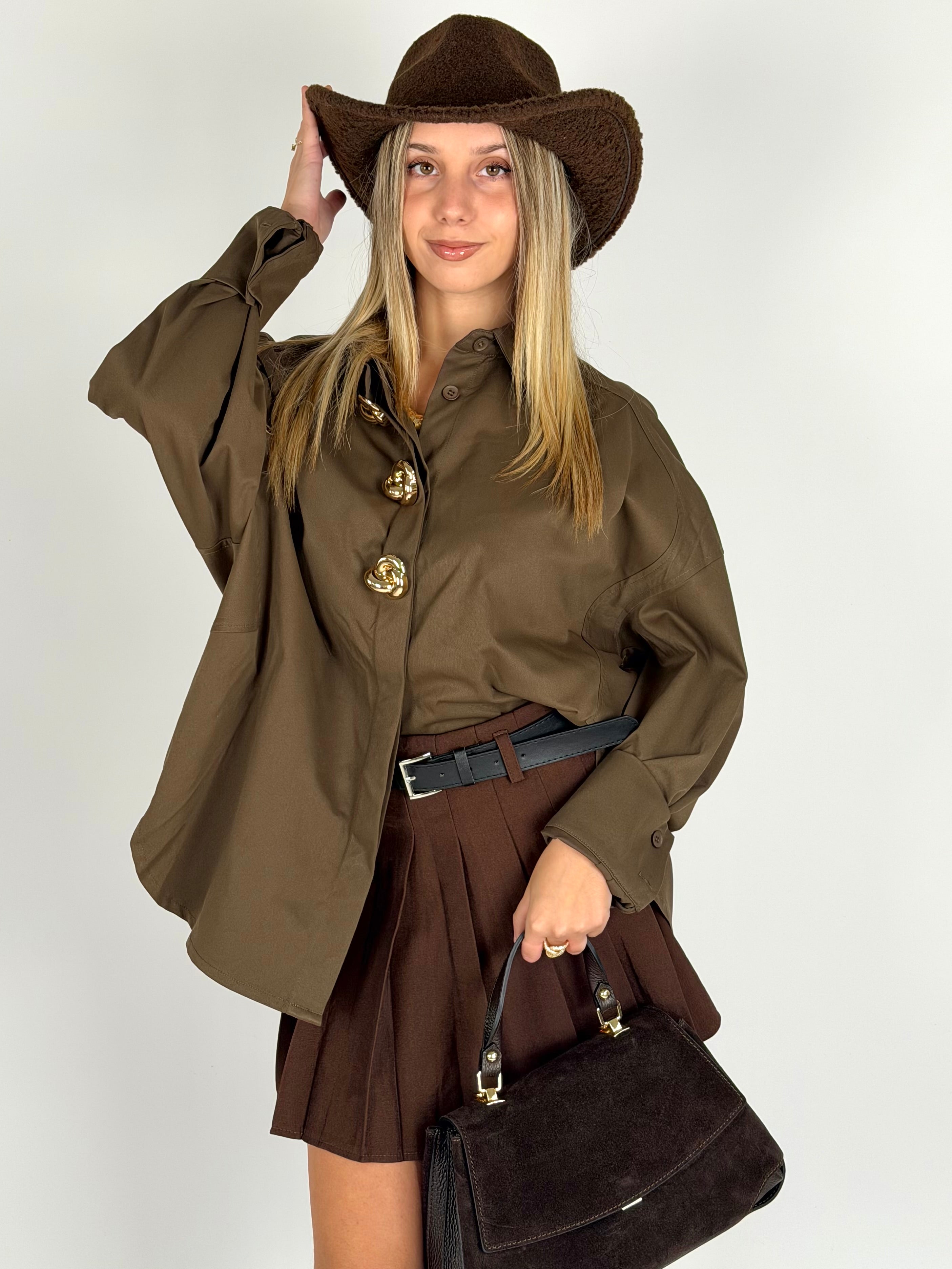 Maxi Camicia applicazioni gioiello moro