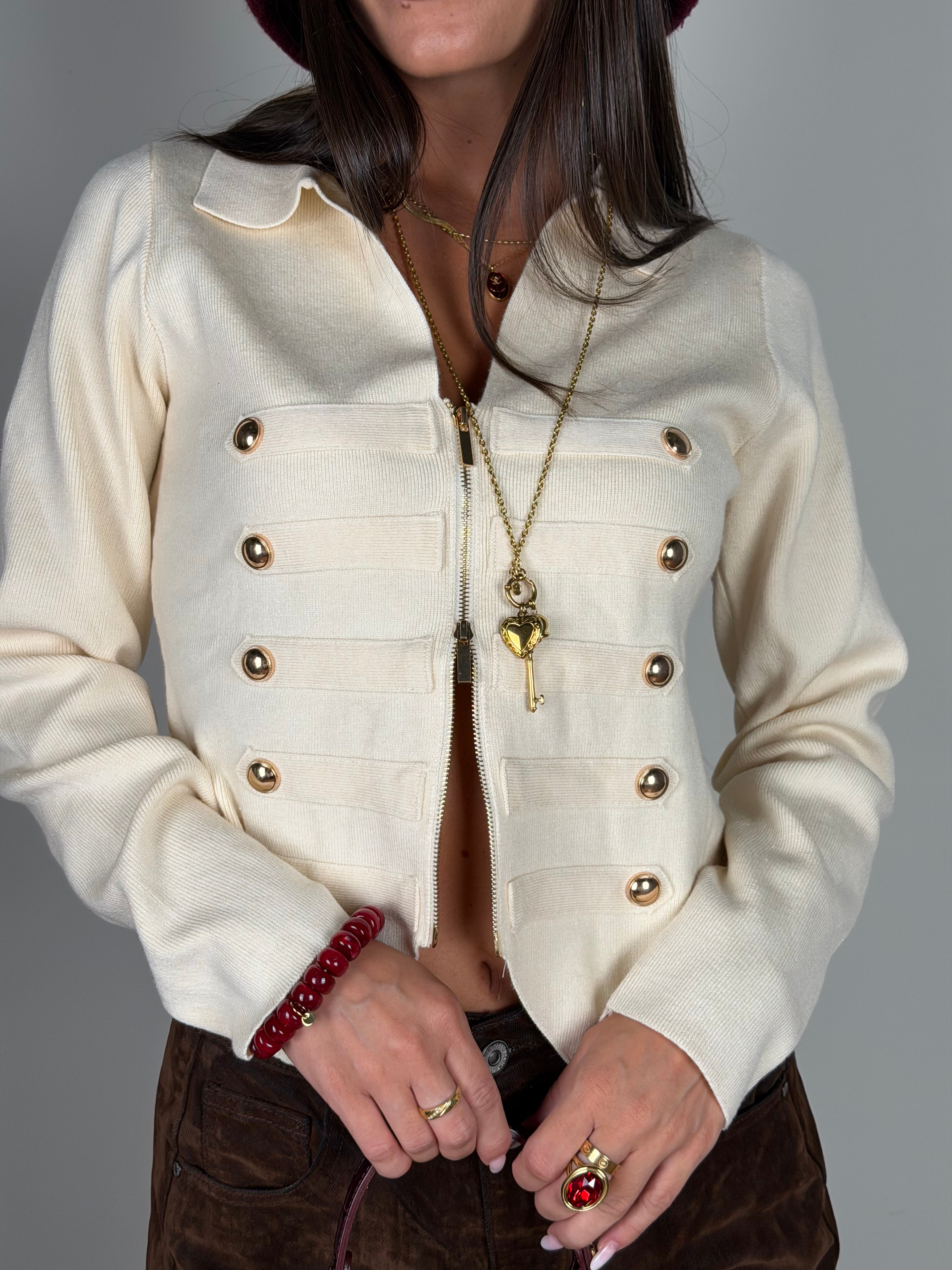 Maglia Napoleone zip beige