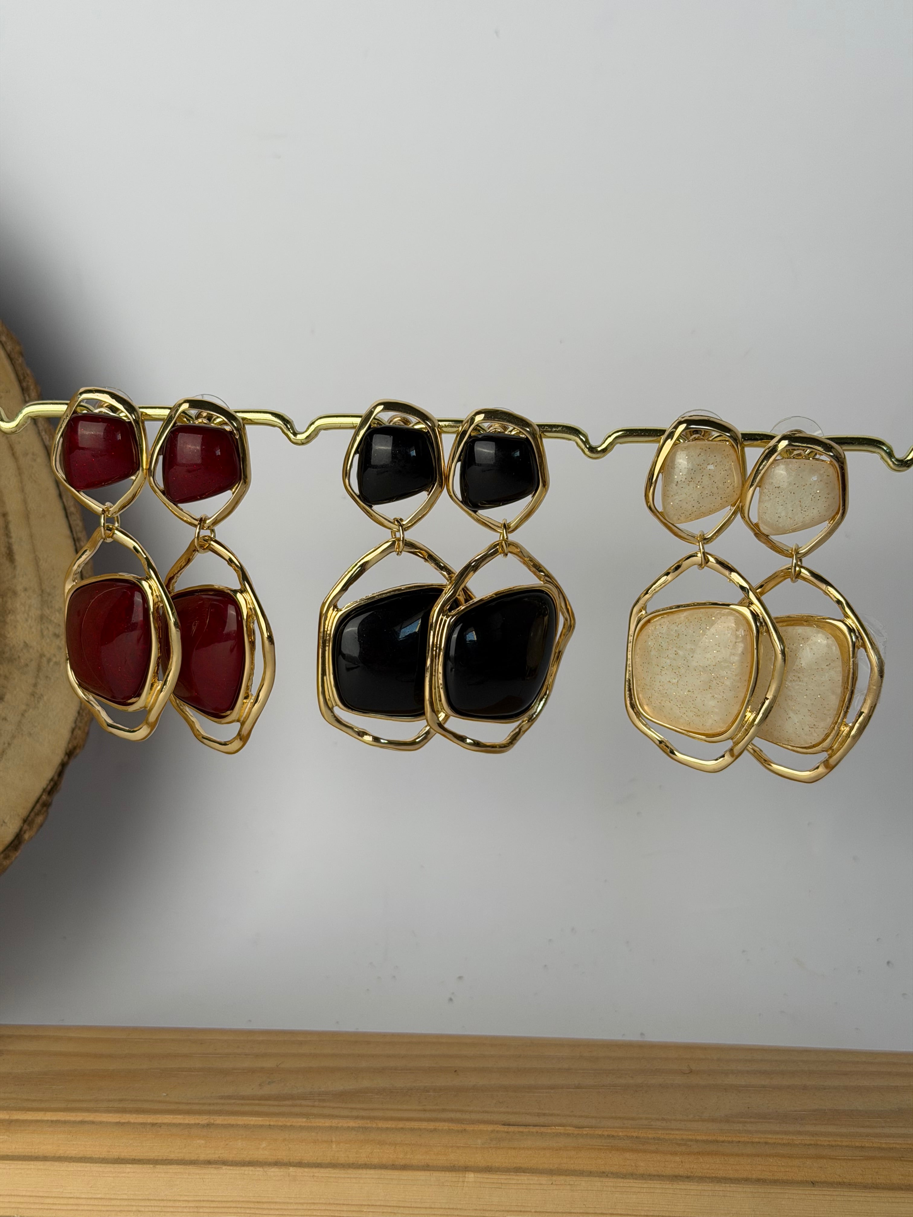 Orecchini due pietre - 3 colori