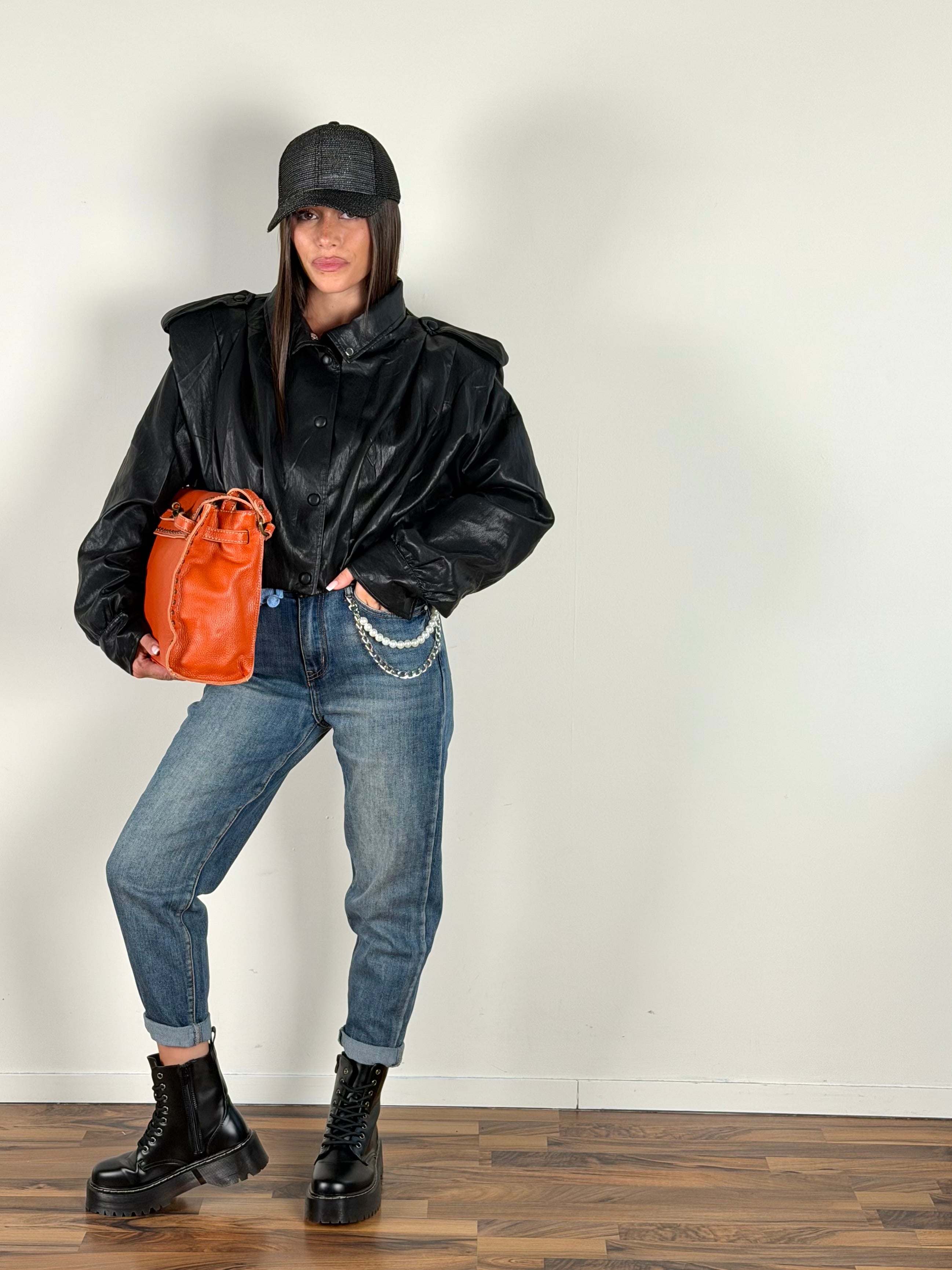 Bomber ecopelle London nero
