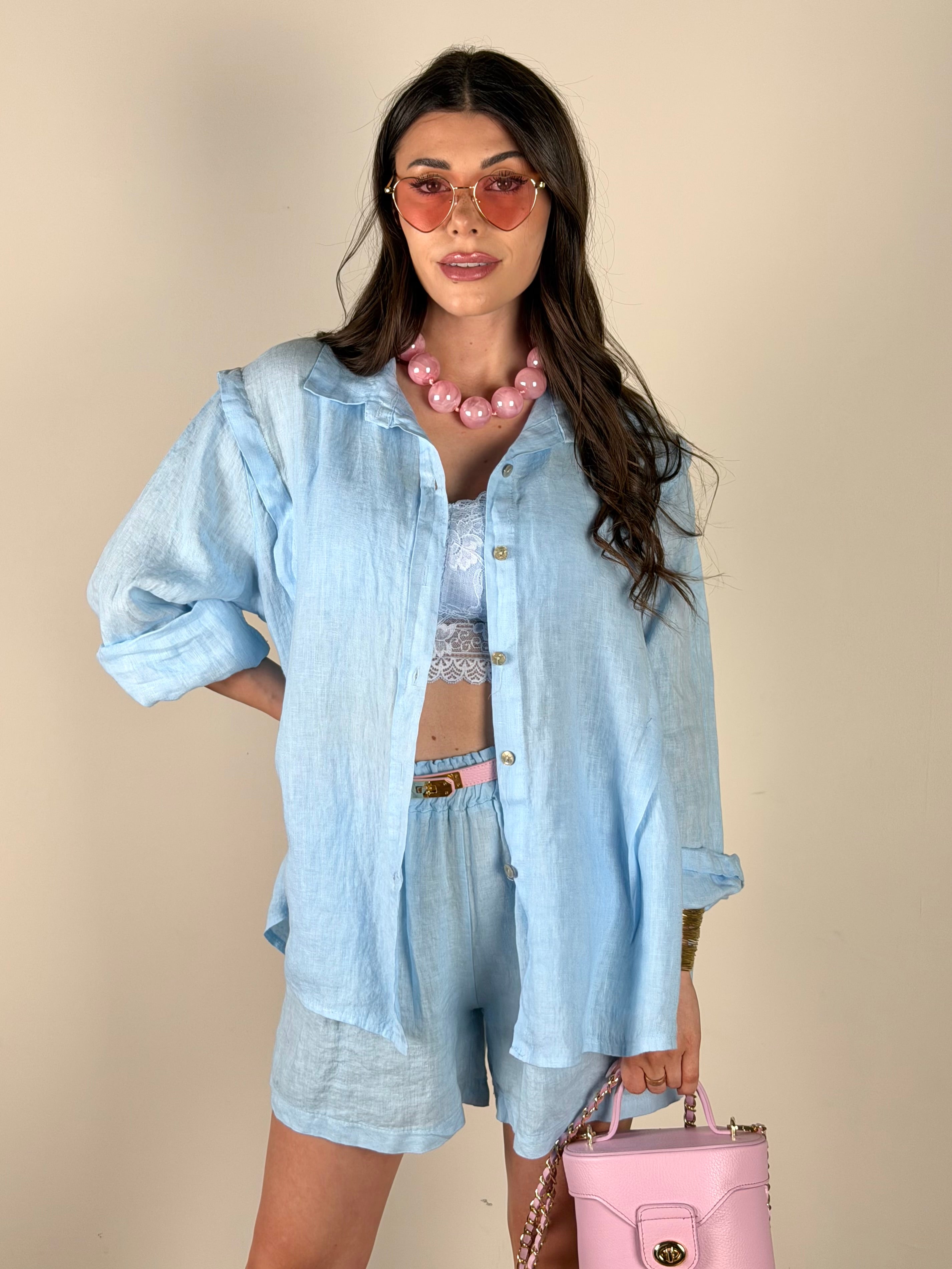 Camicia Lino Taylor celeste