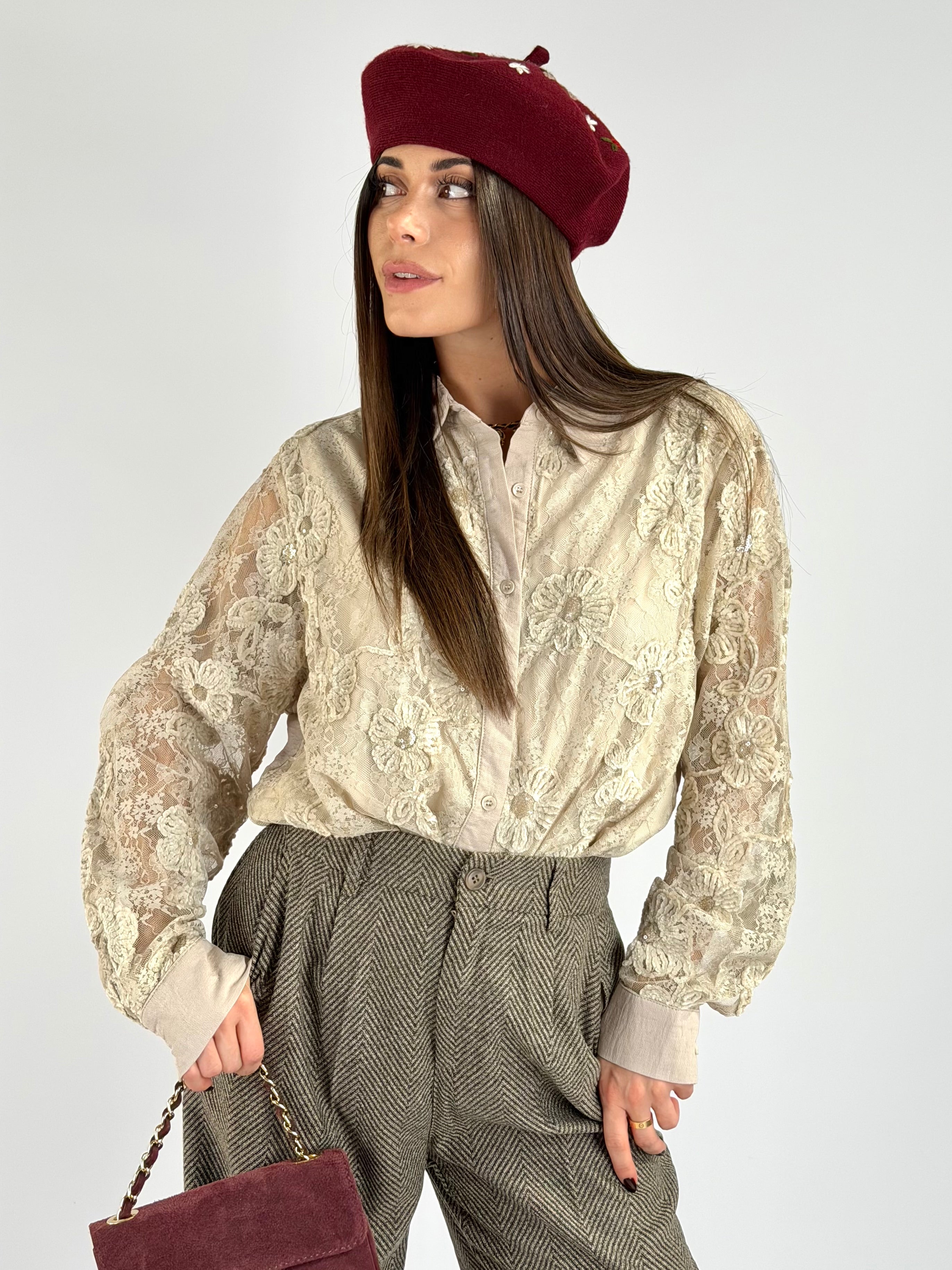 Camicia pizzo Marta beige
