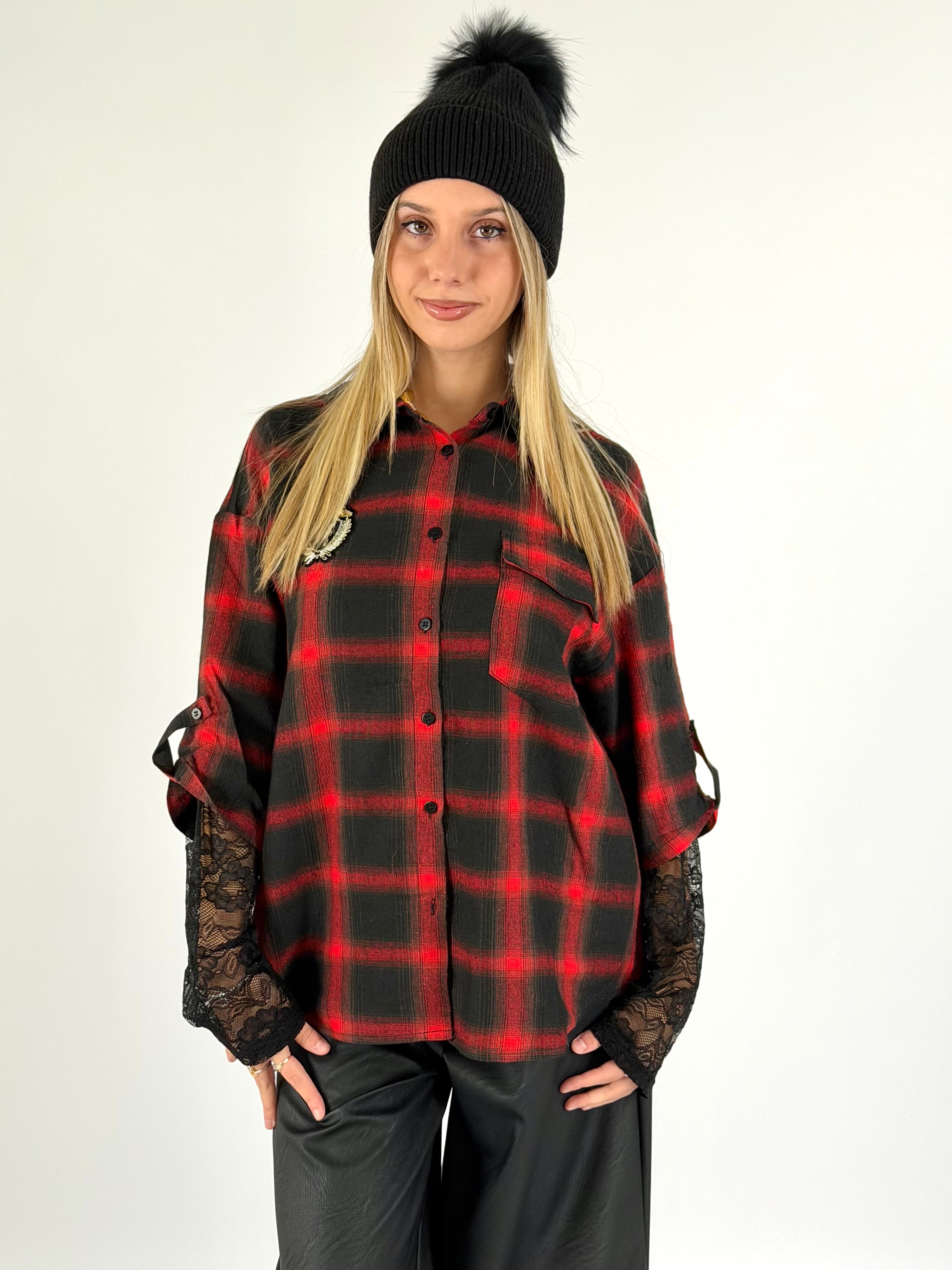 Camicia check Sally rossa