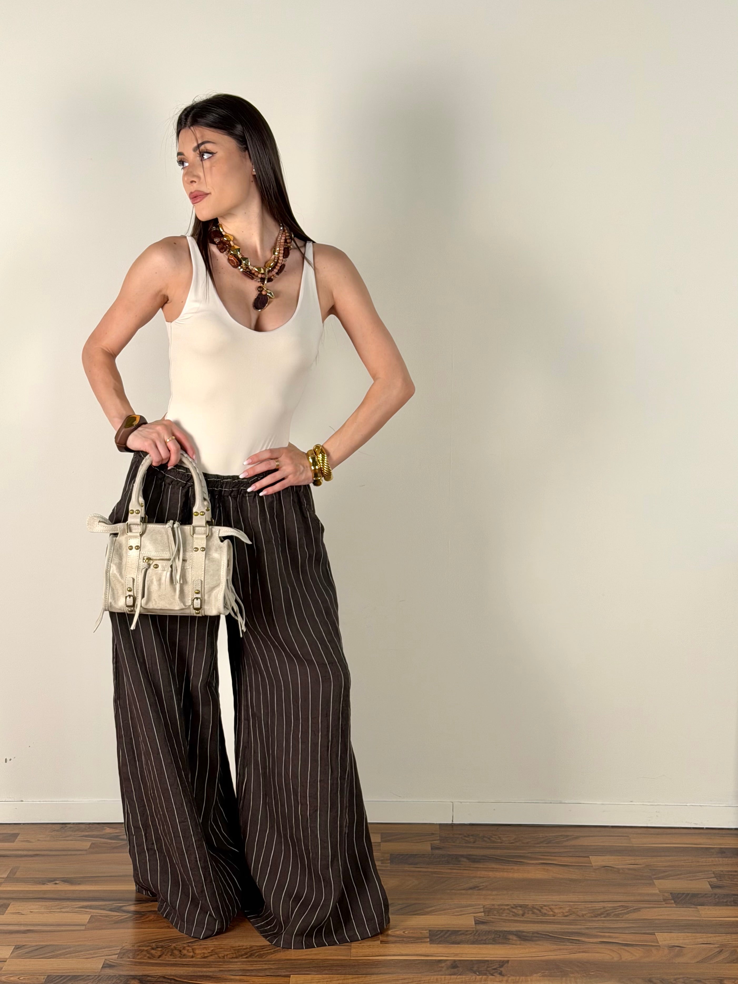 Pantalone puro lino Margot moro