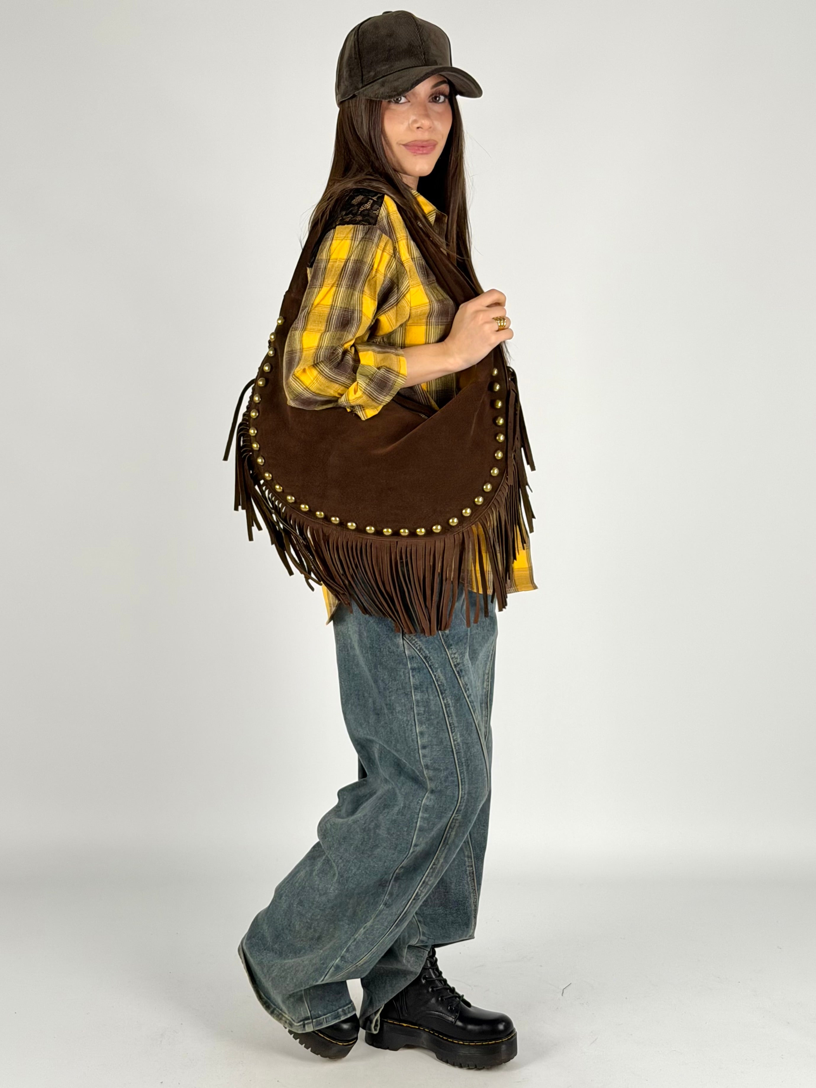 Camicia a quadri gialla e nera