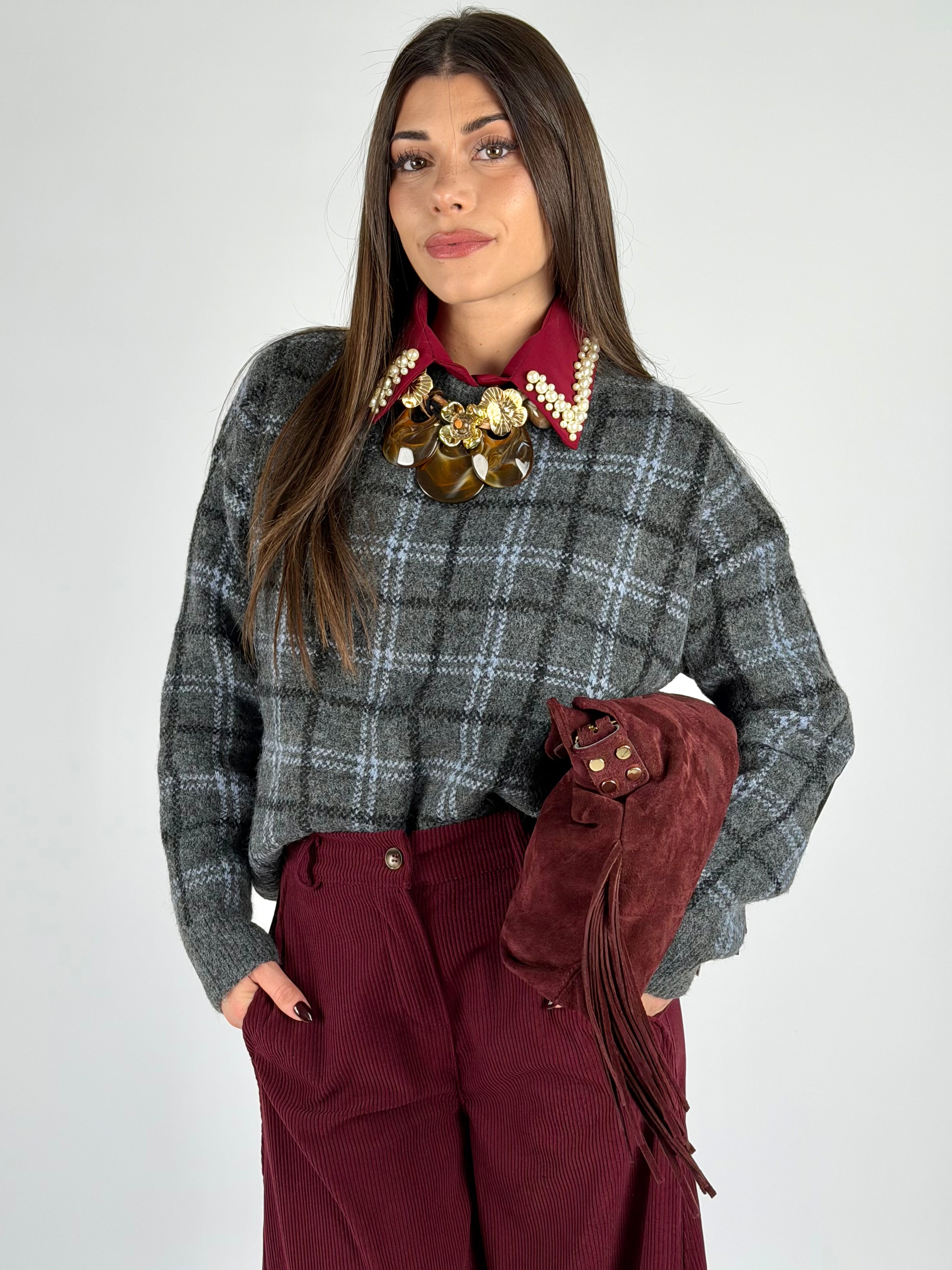 Maglia Selene check grigio