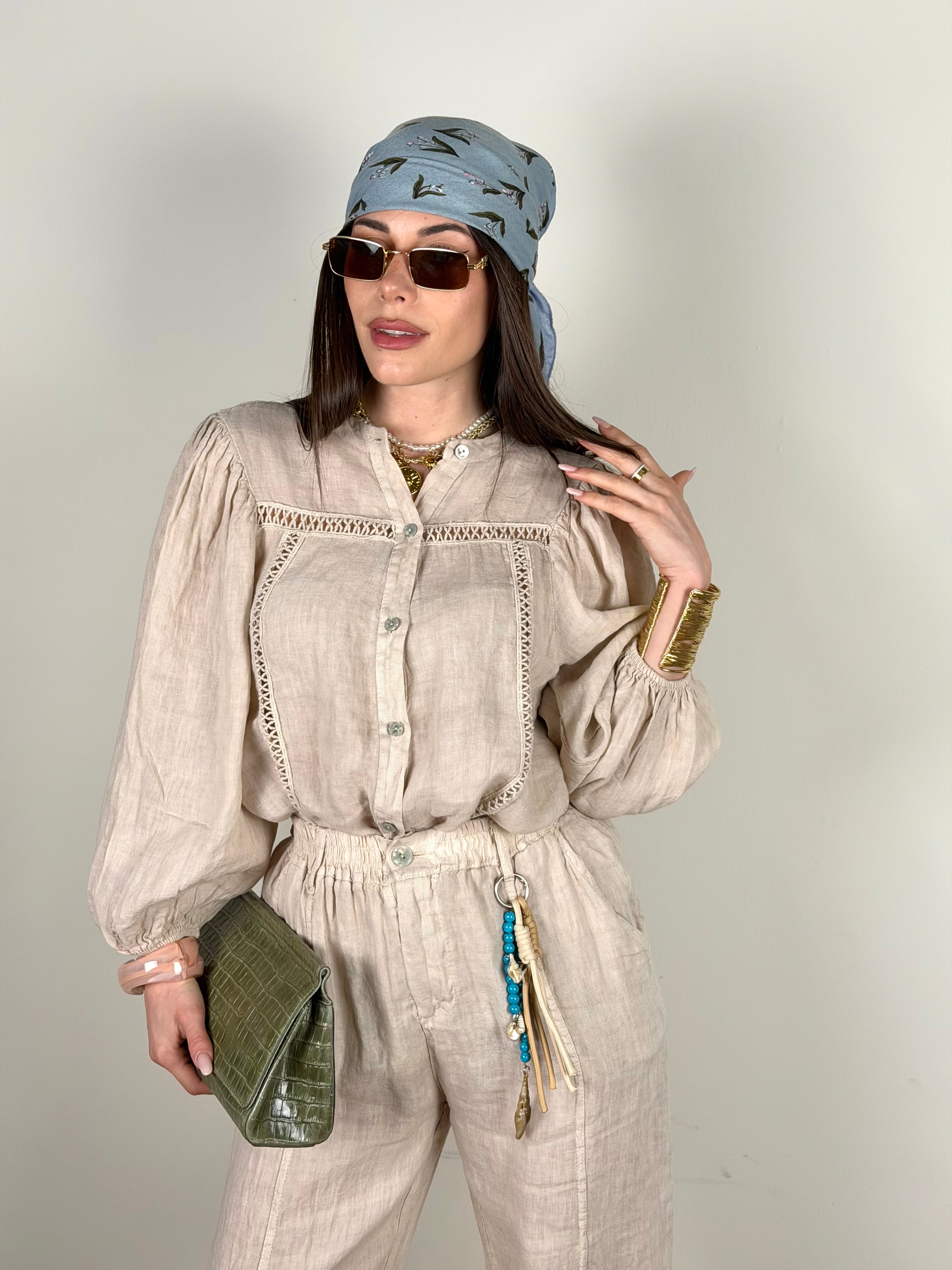 Camicia Nicole Puro Lino beige