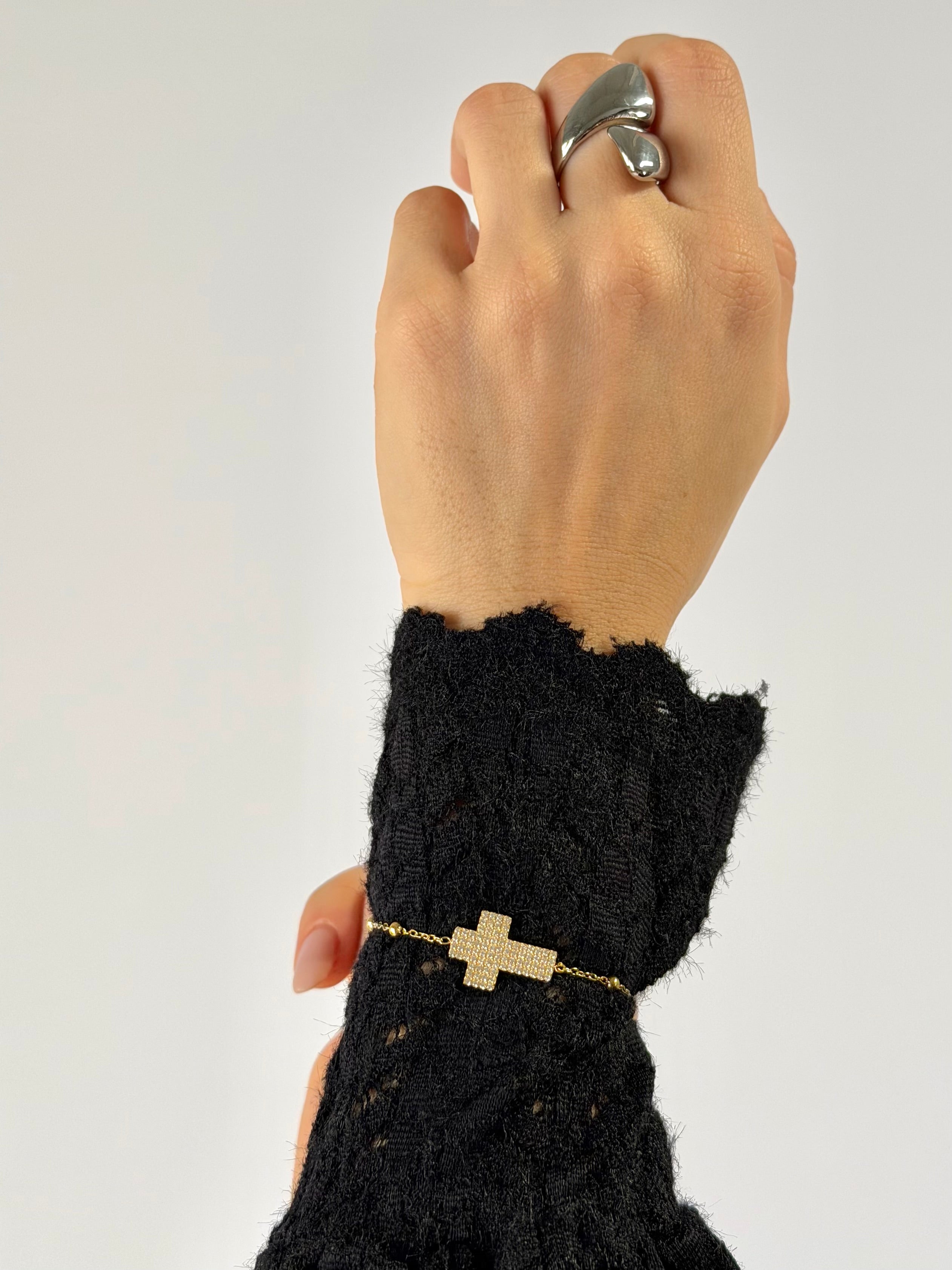 Bracciale croce zirconata - 2 colori