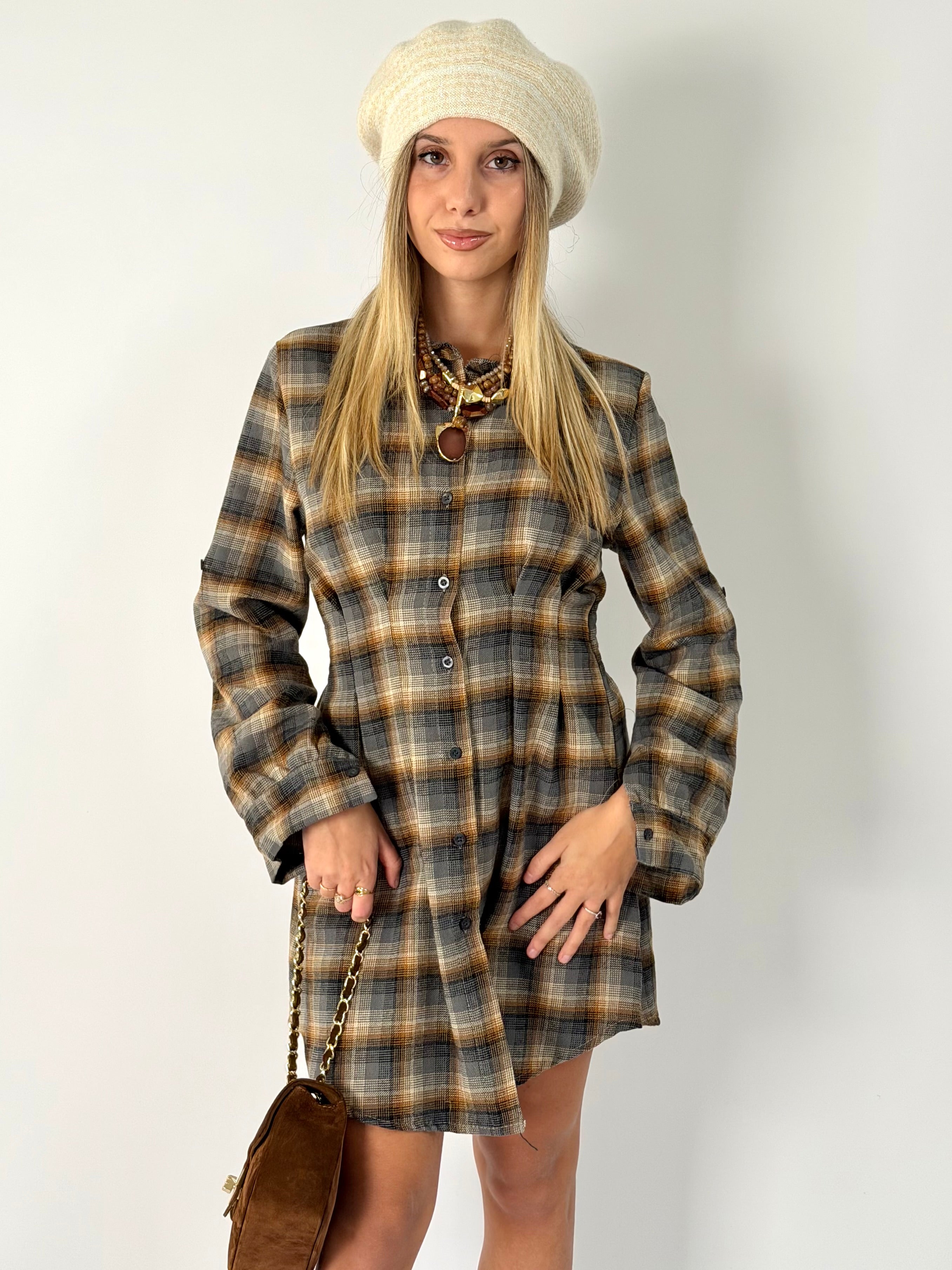 Abito Sissy check tabacco