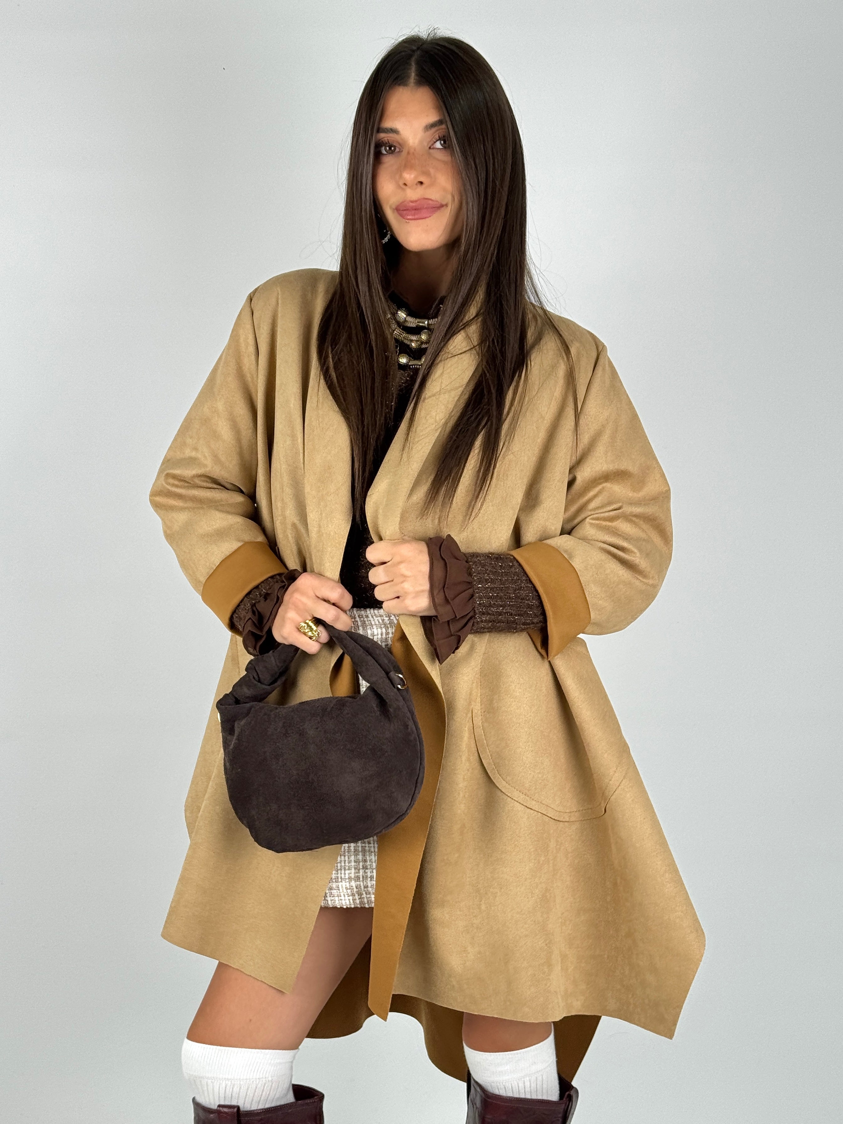 Spolverino scamosciato tabacco