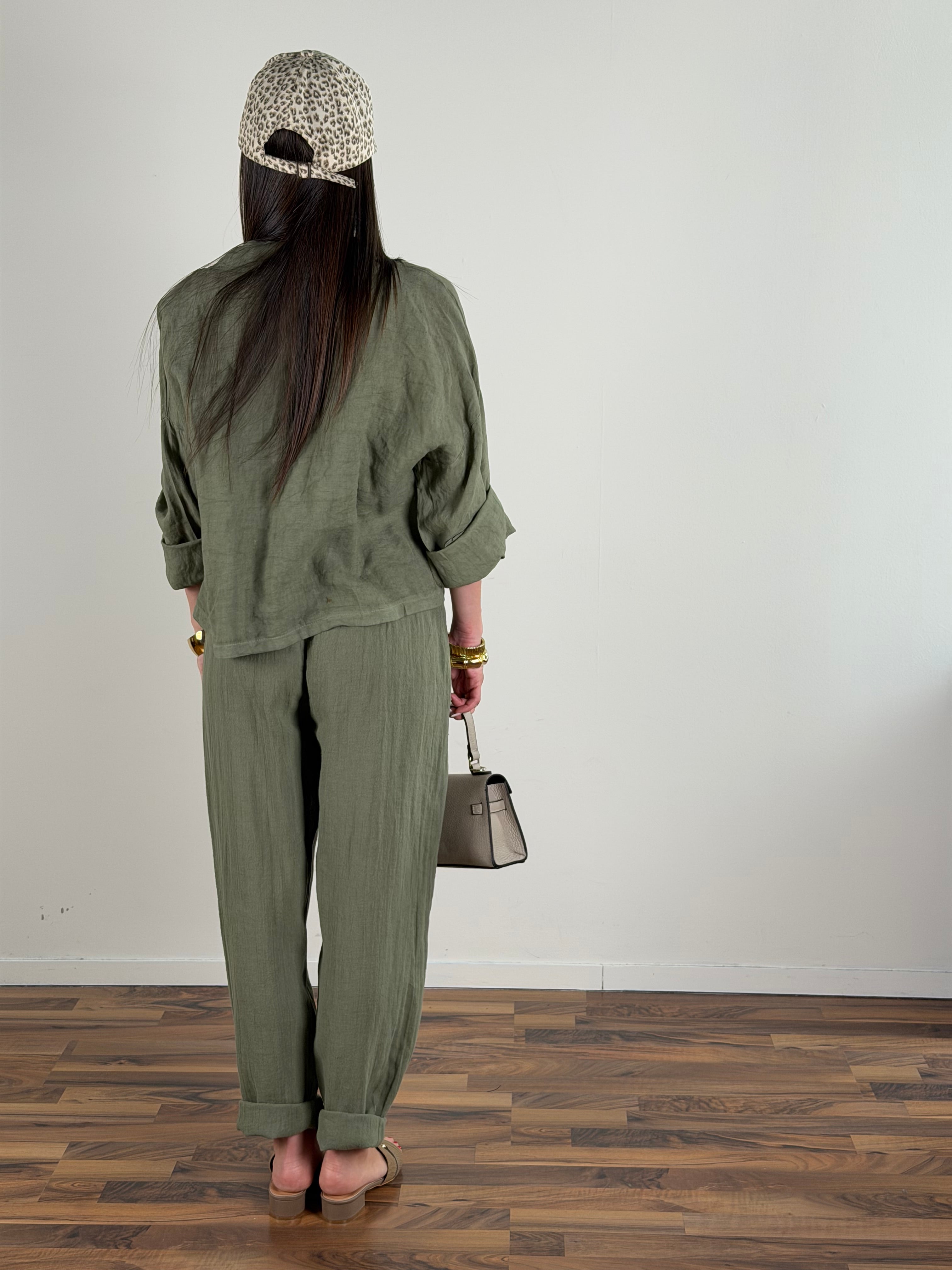 Camicia puro lino Kora verde