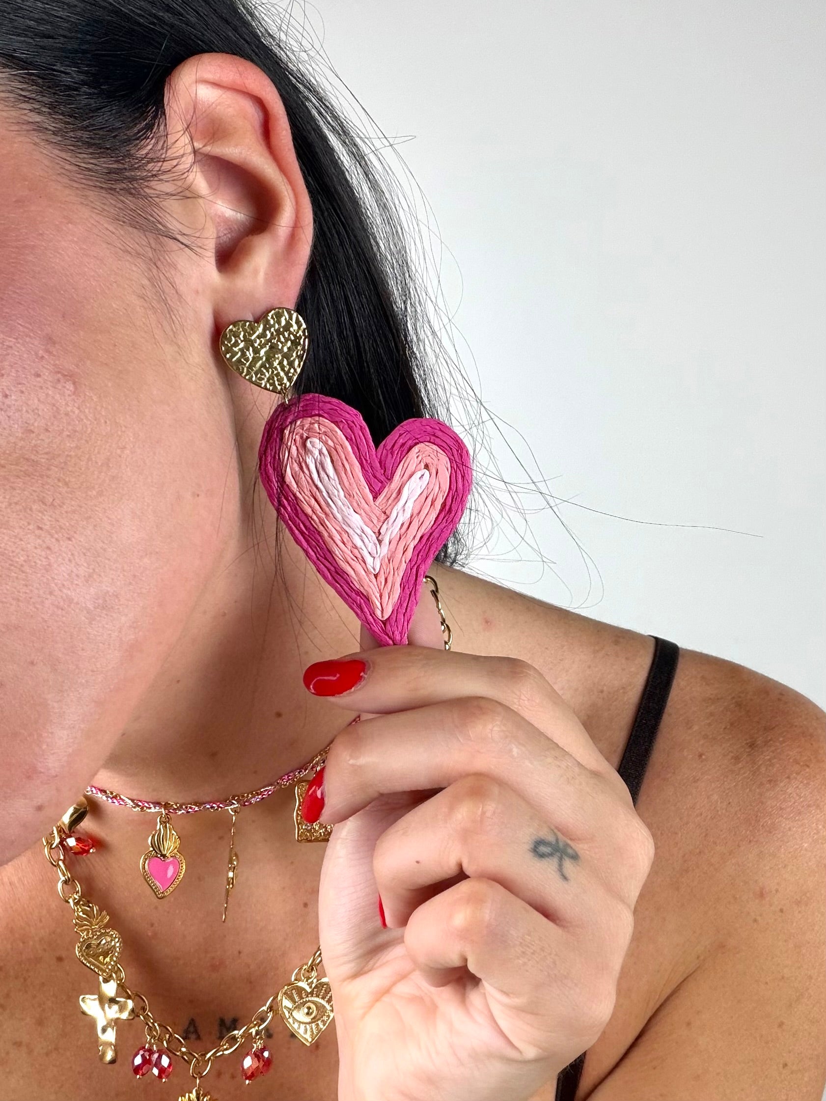 Orecchini cuore ricamato - collezione AMORE