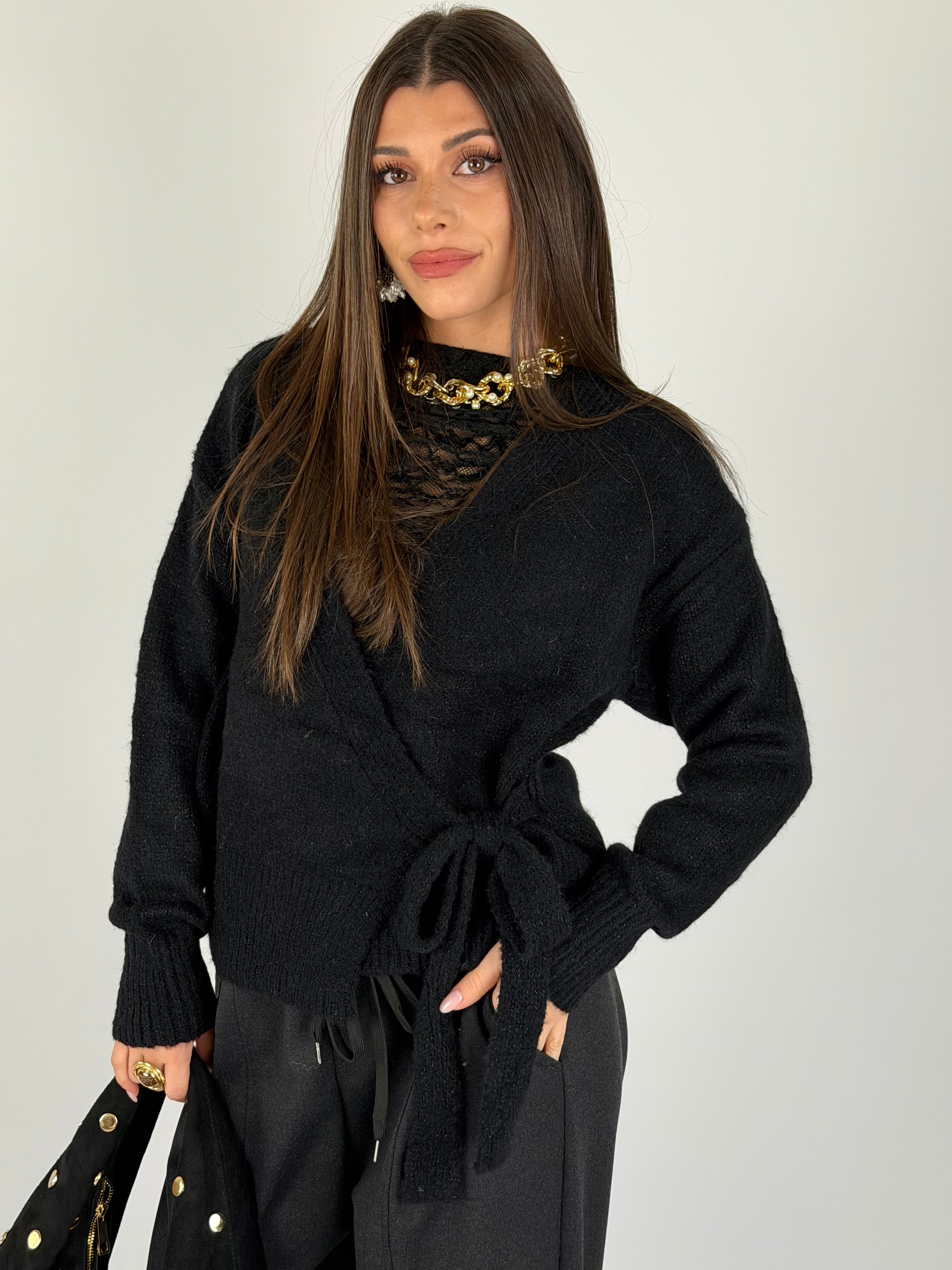 Maglia fiocco laterale nero