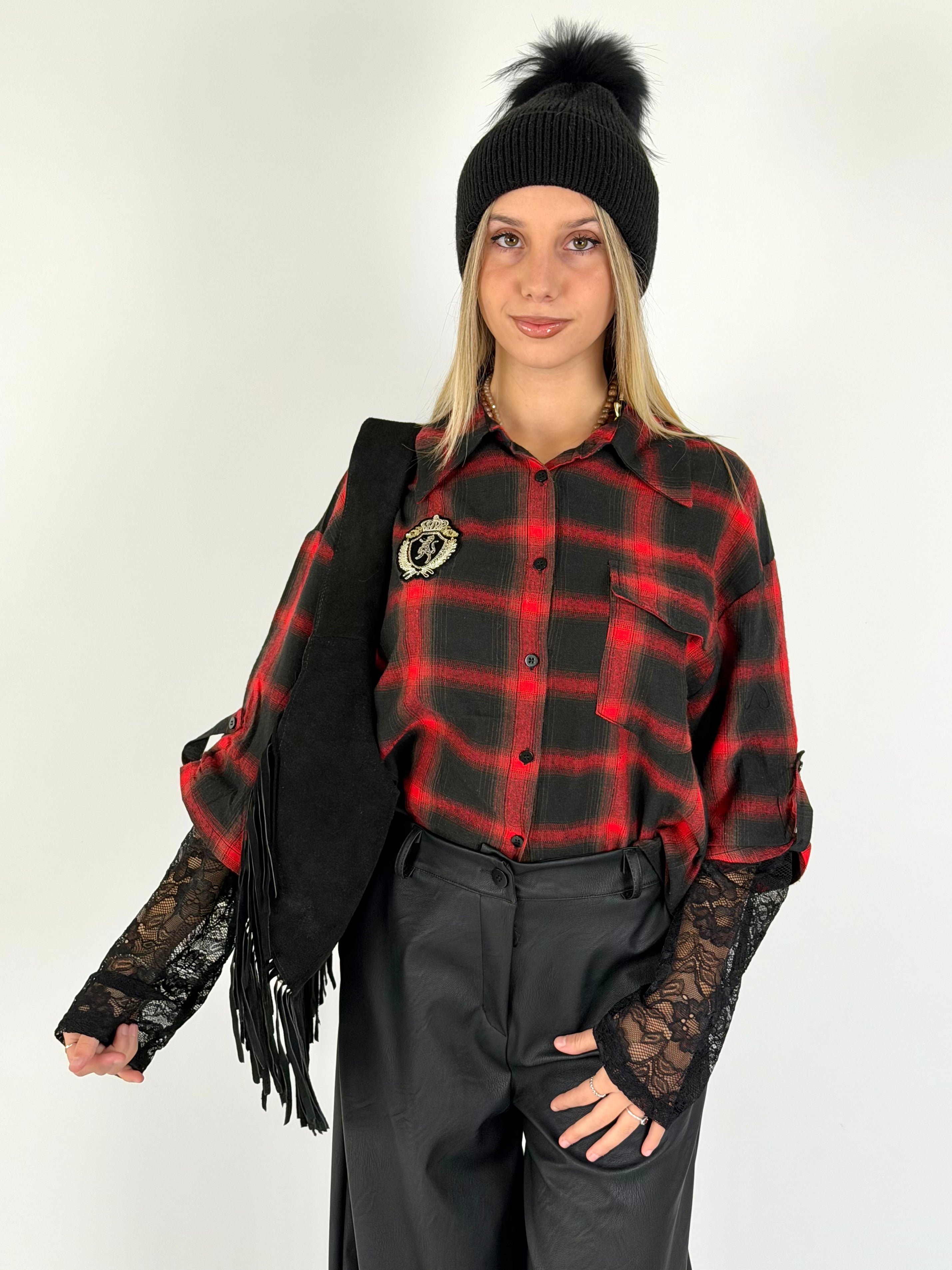 Camicia check Sally rossa