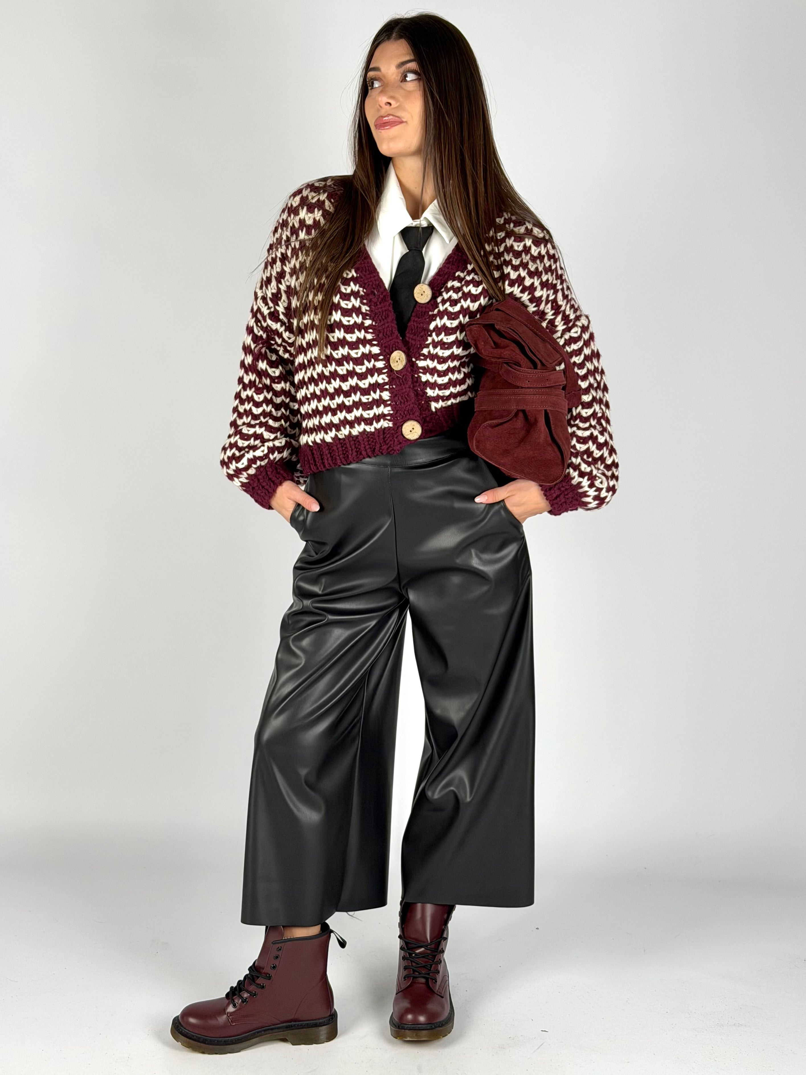 Maglione zig zag bordeaux