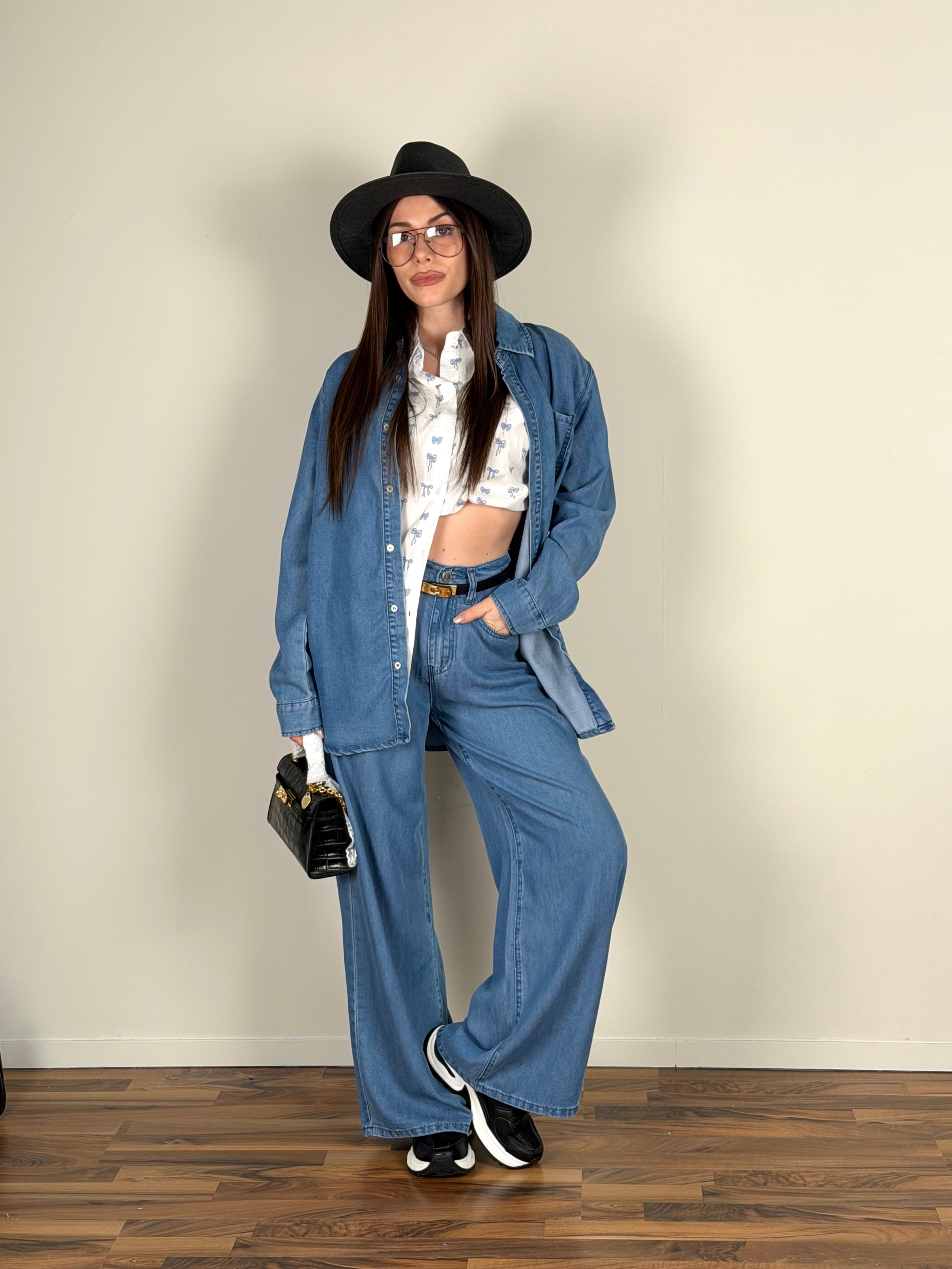 Camicia Rose blu scuro