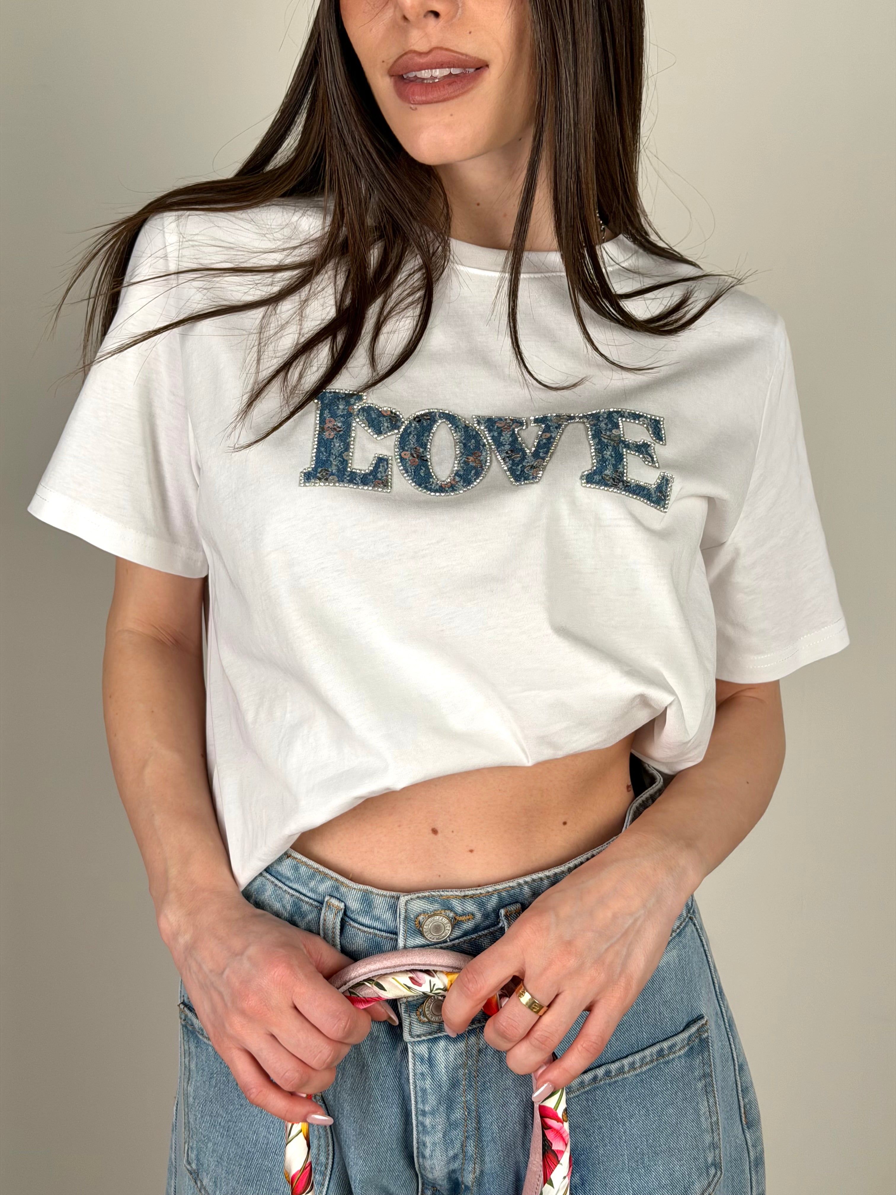 T-shirt love denim bianca