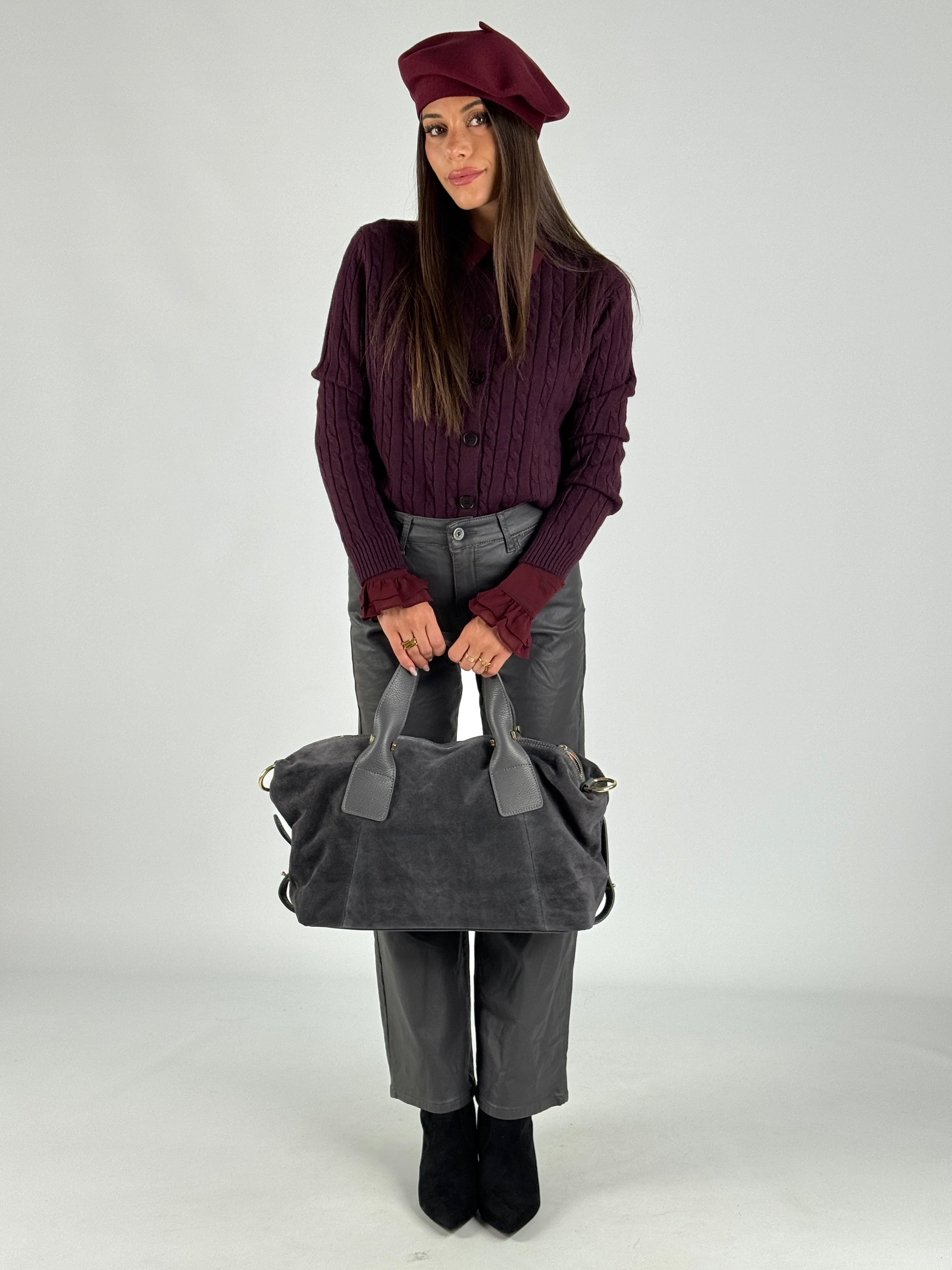 Pantalone in ecopelle Vicy grigio