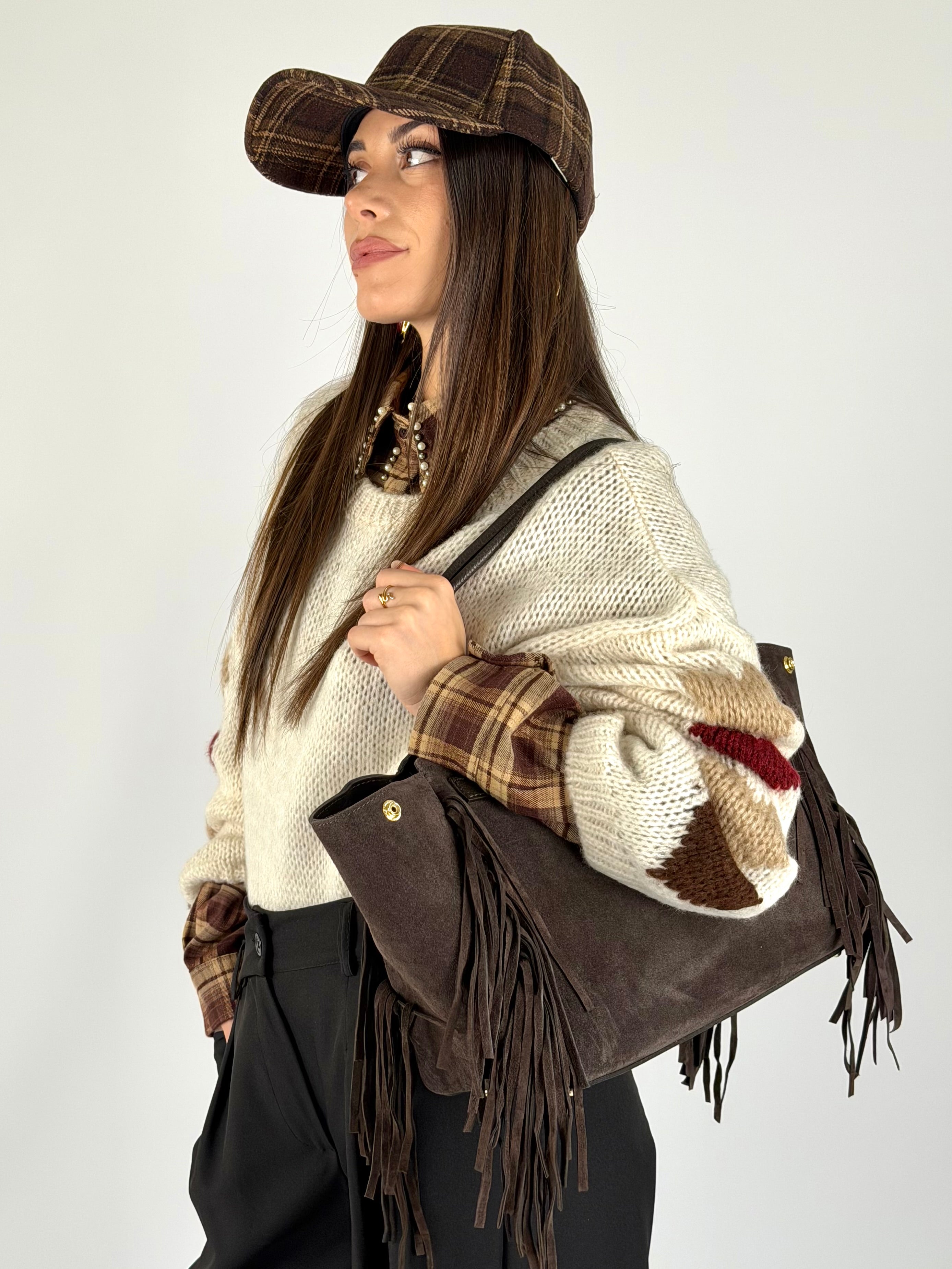 Maglione cuori beige