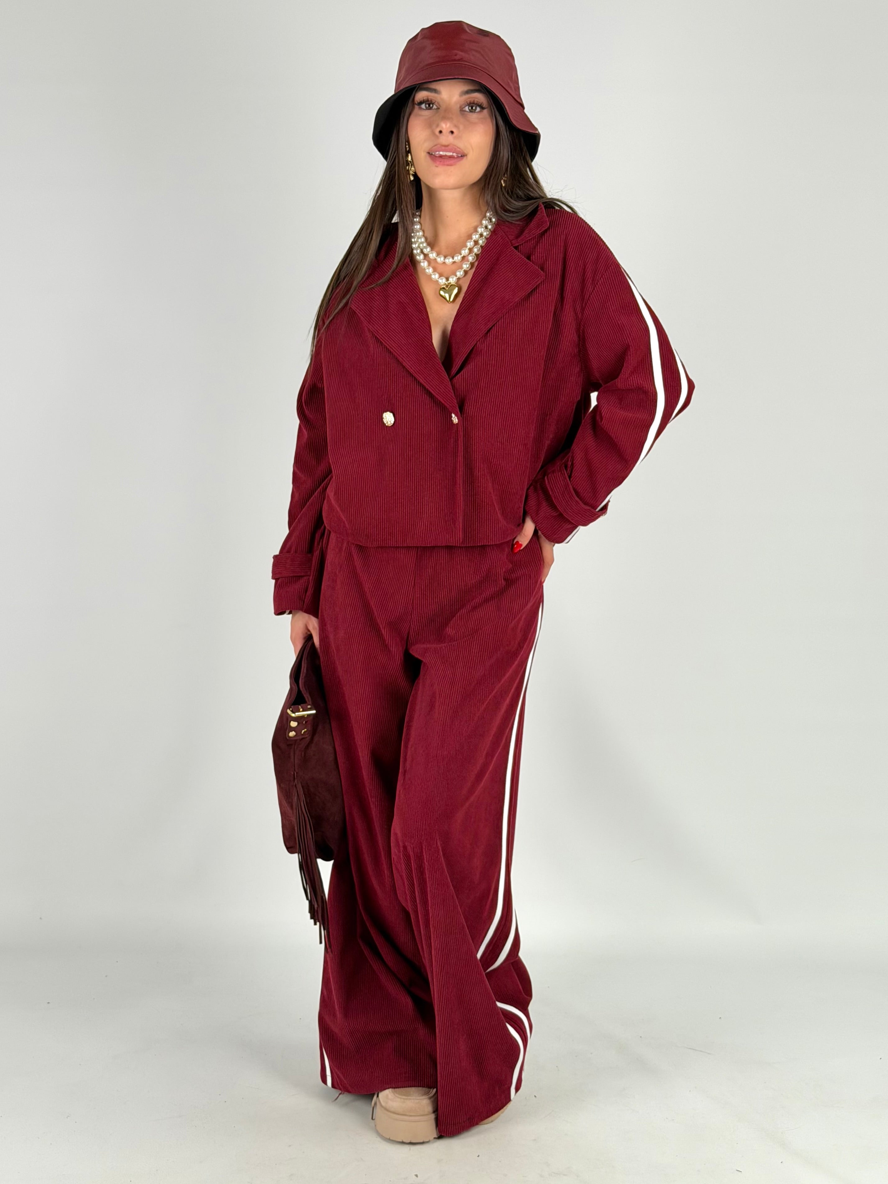 Completo Adi velluto bordeaux