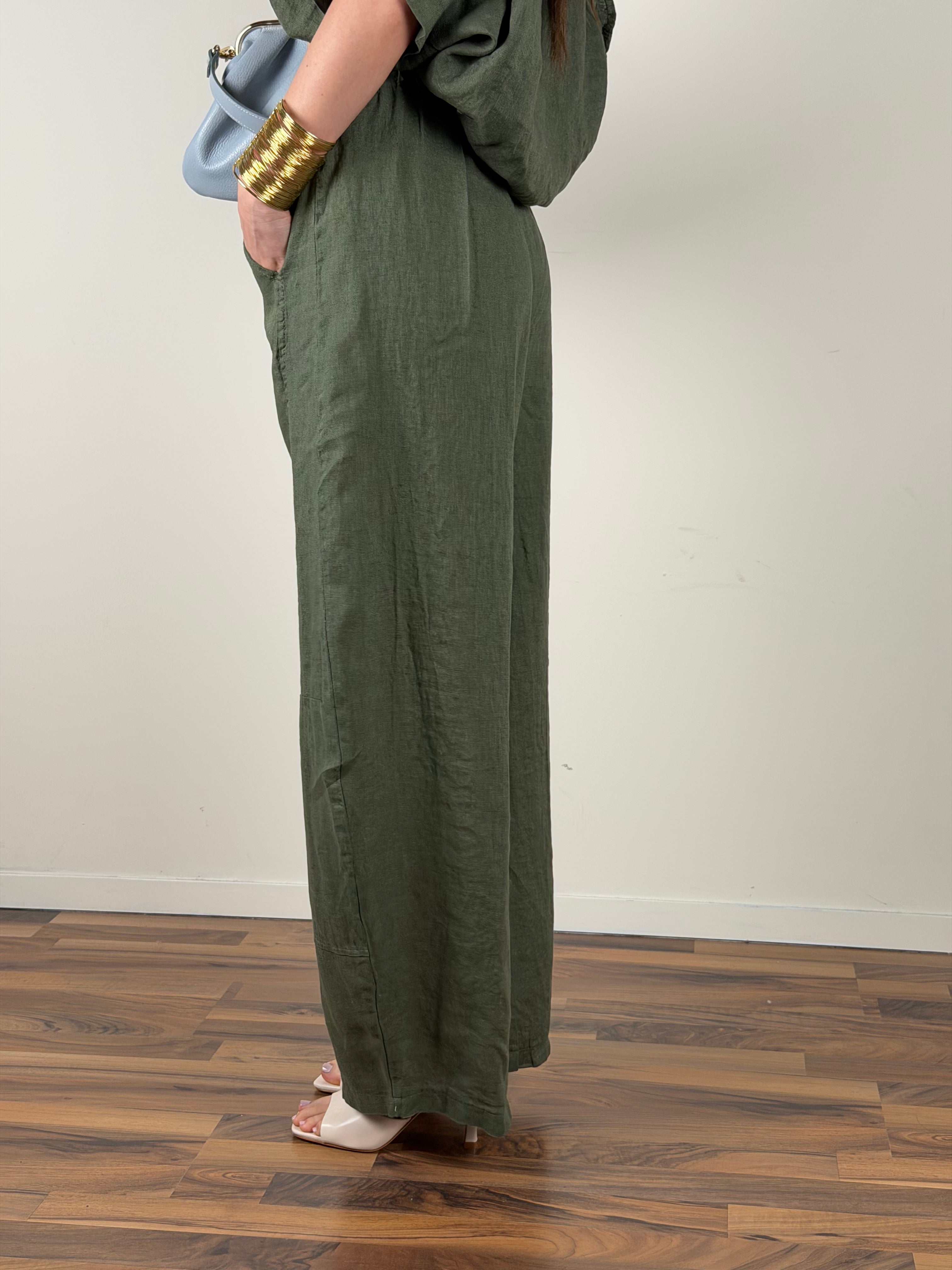 Pantalone 100% Lino verde