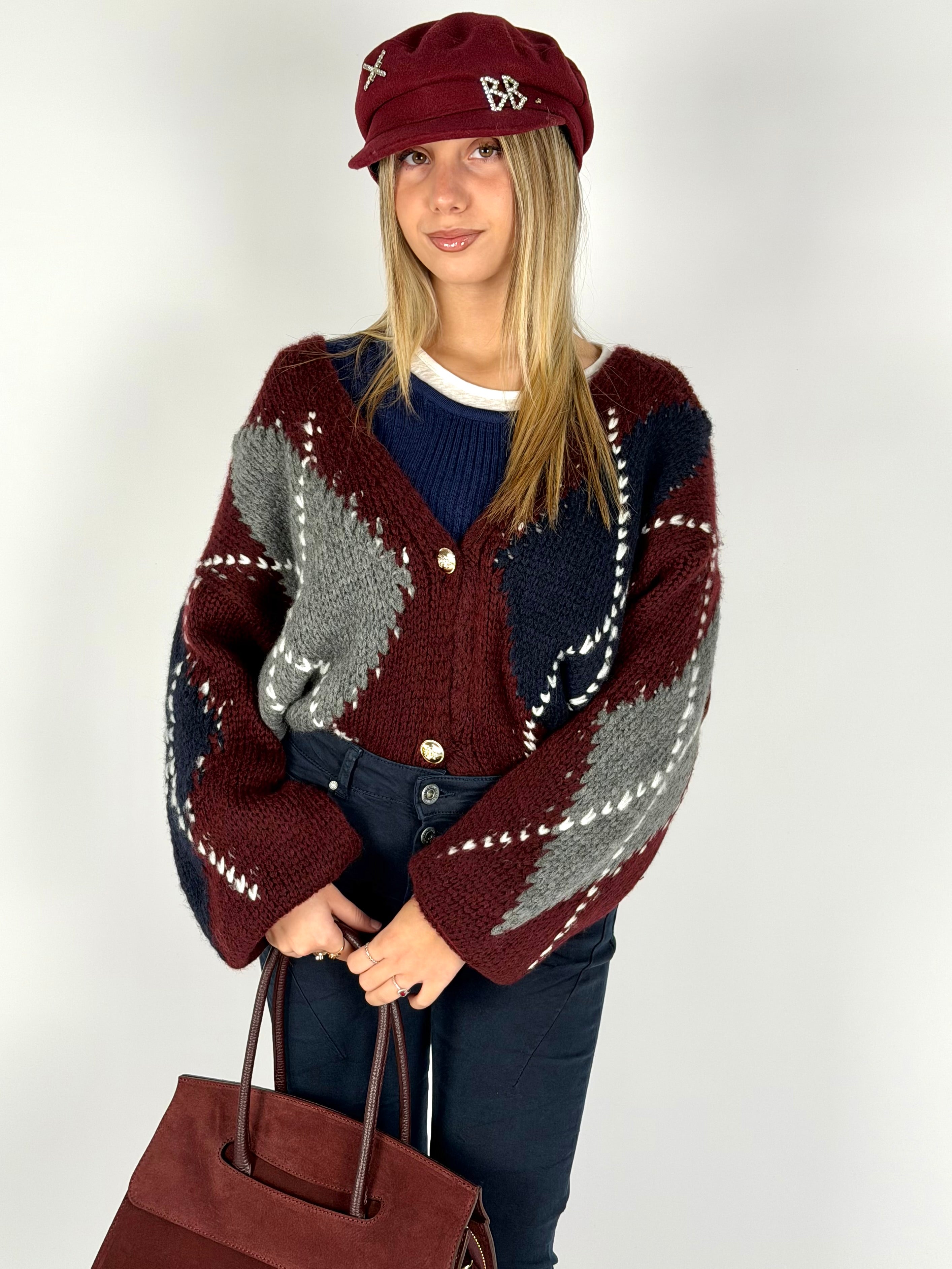 Cardigan Giove bordeaux
