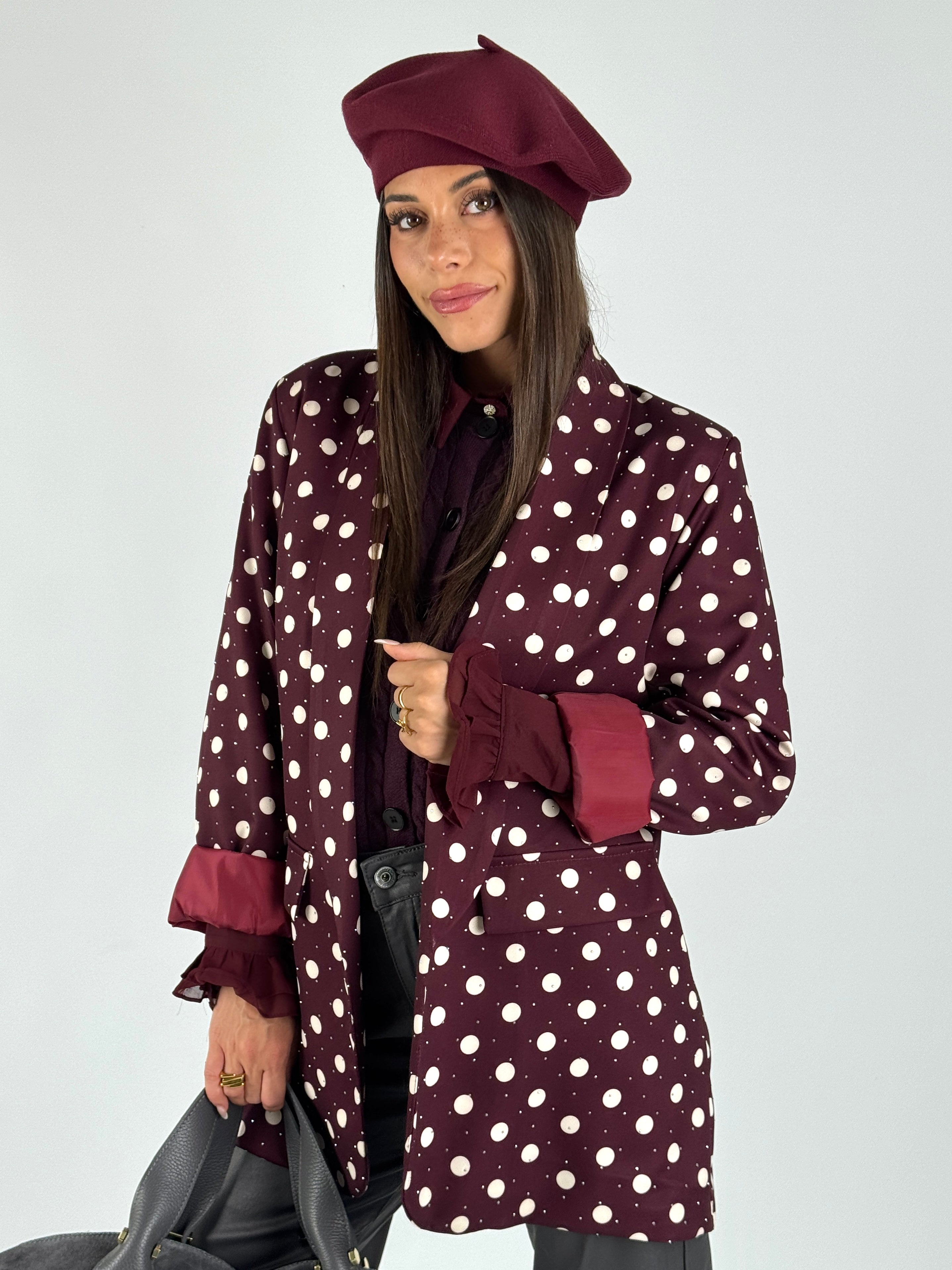 Giacca pois zirconi bordeaux