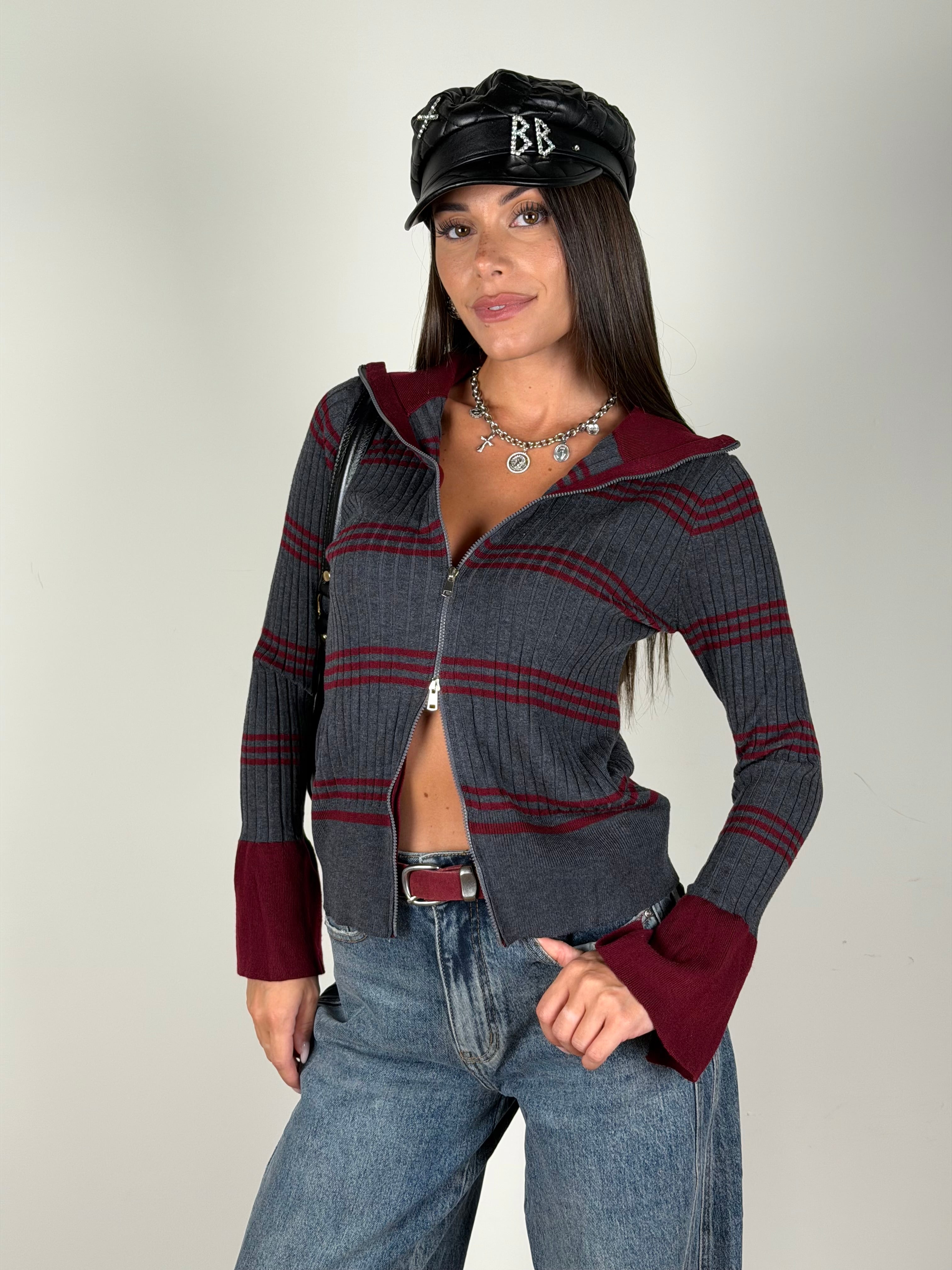 Maglia Zip grigia
