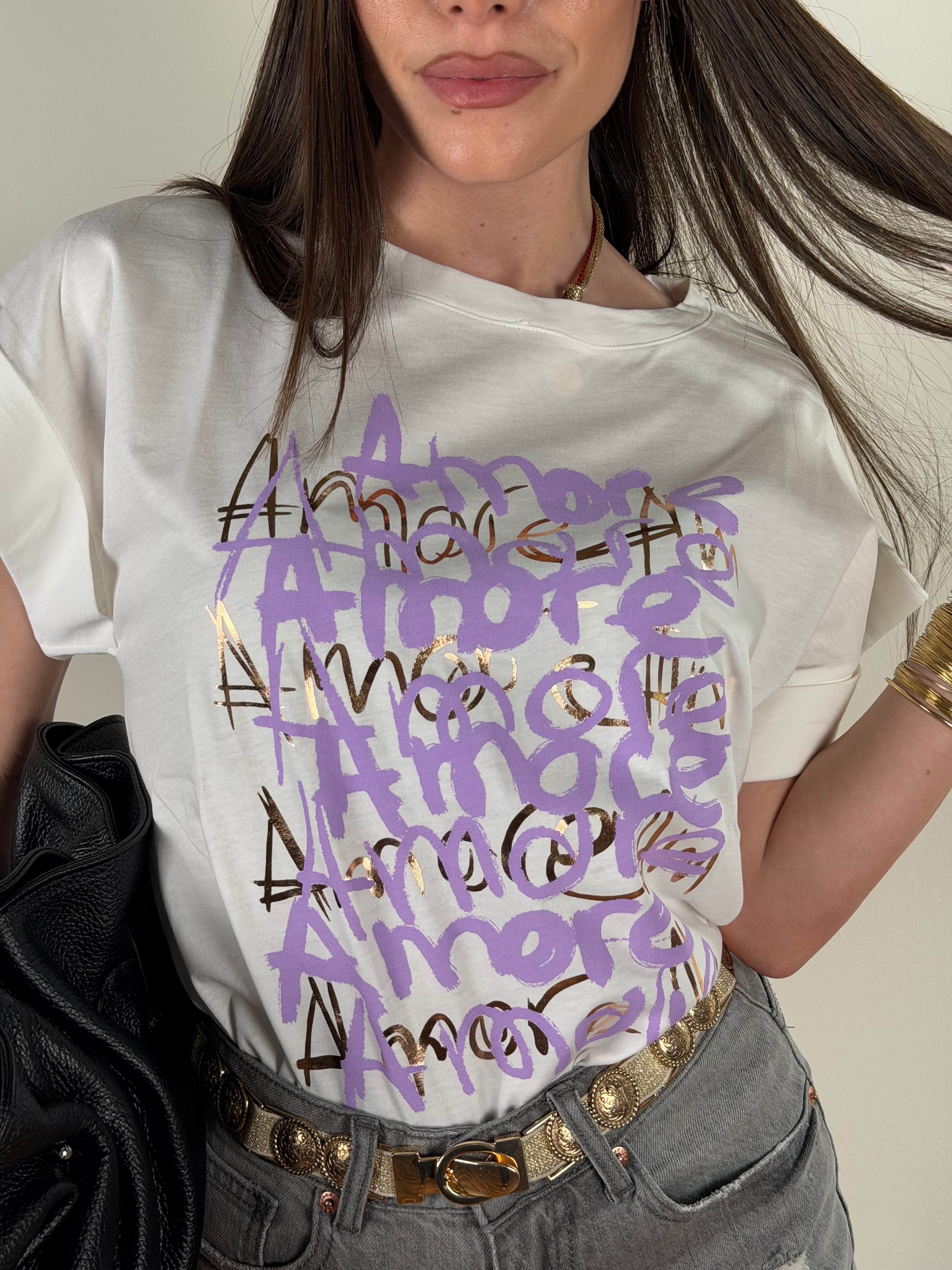 T-shirt Amor amor lilla