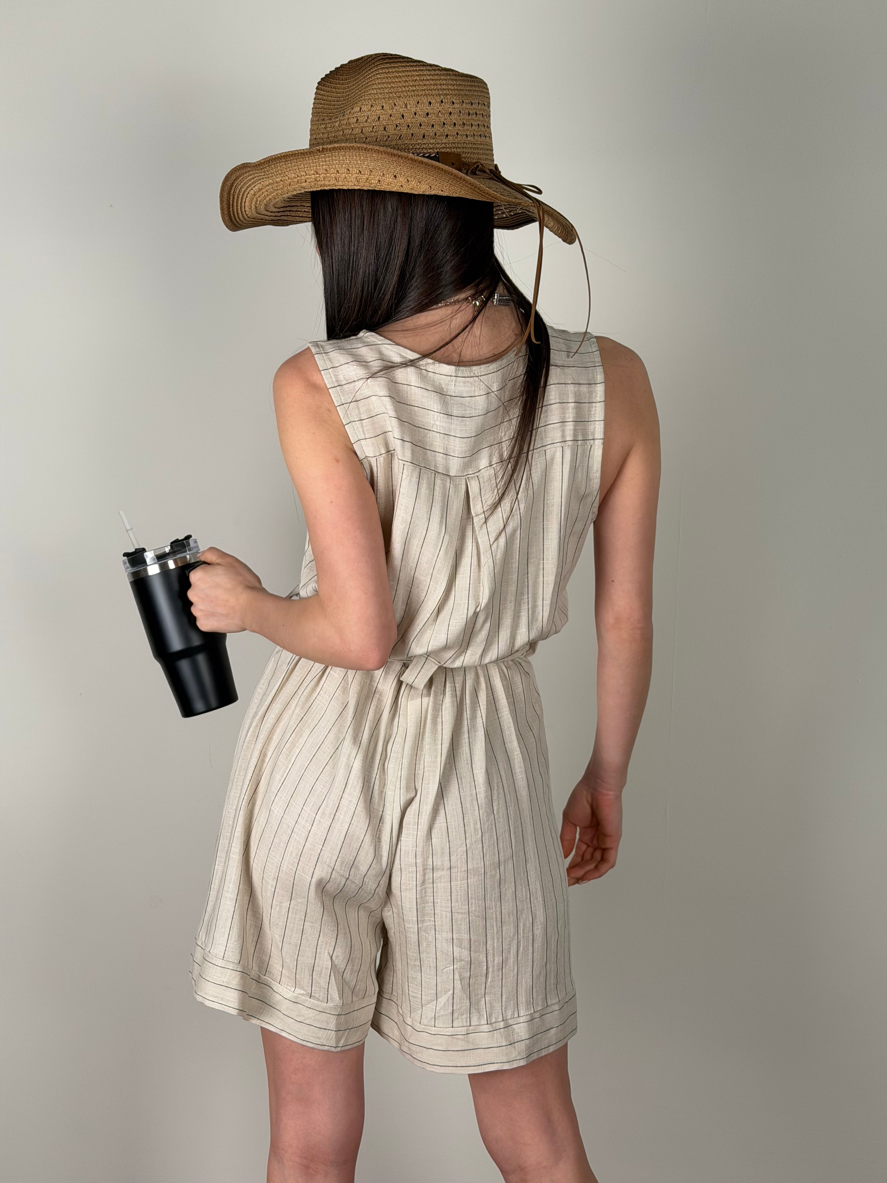 Tuta gessata lino beige