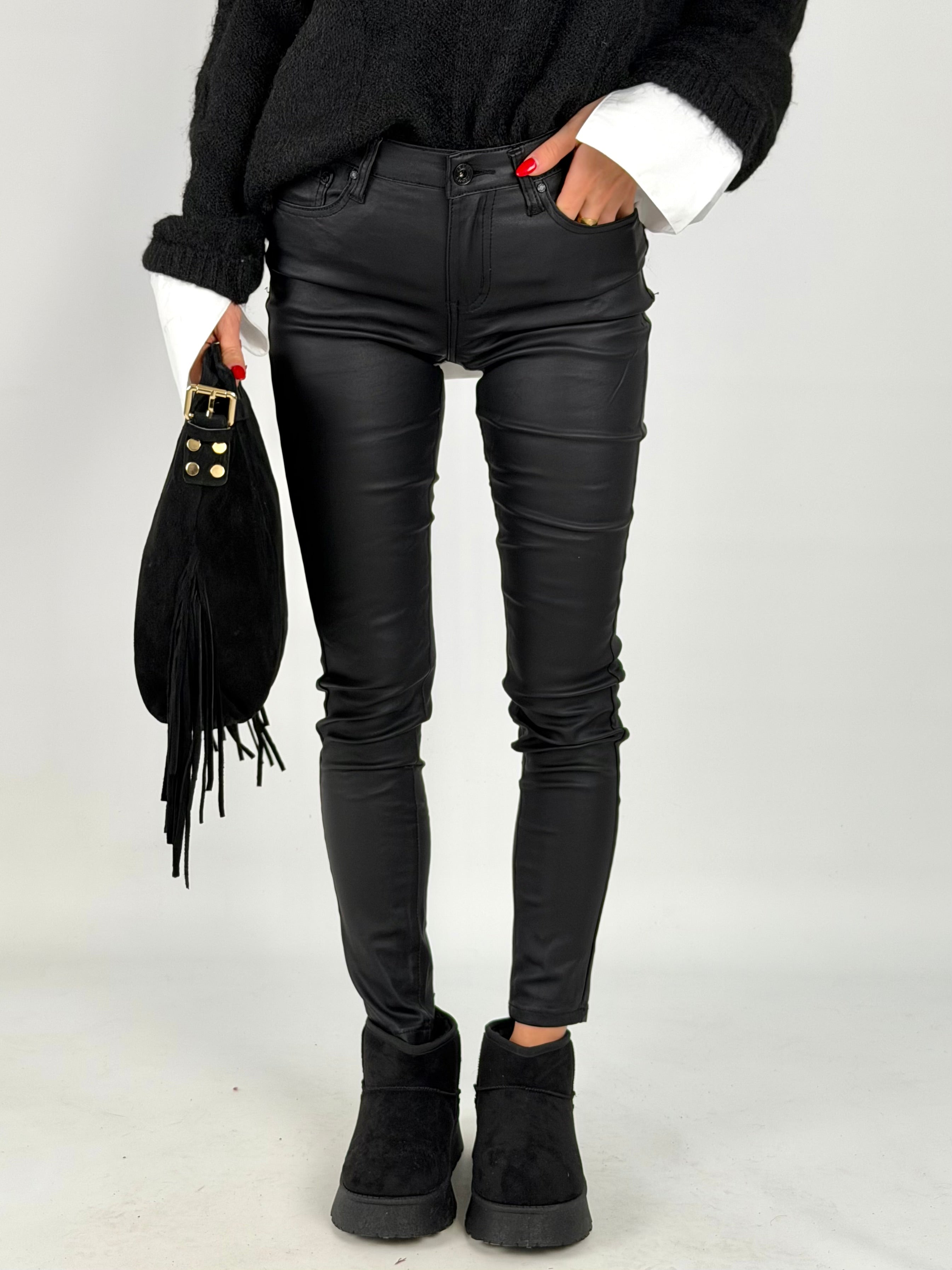 Pantalone in ecopelle BEA nero