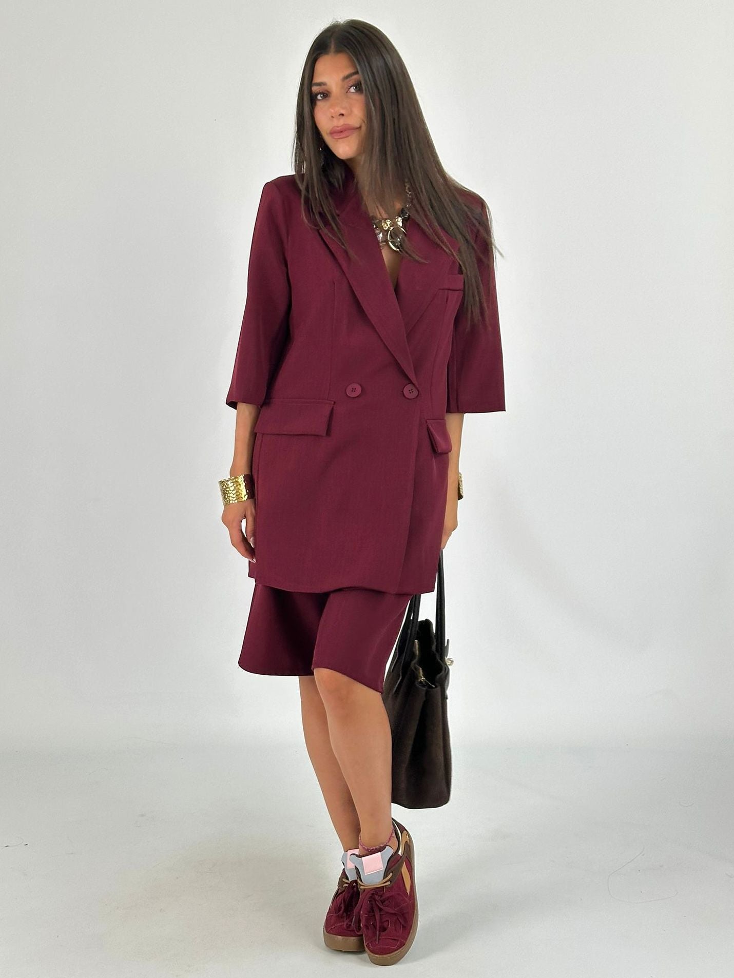 Completo giacca + bermuda bordeaux