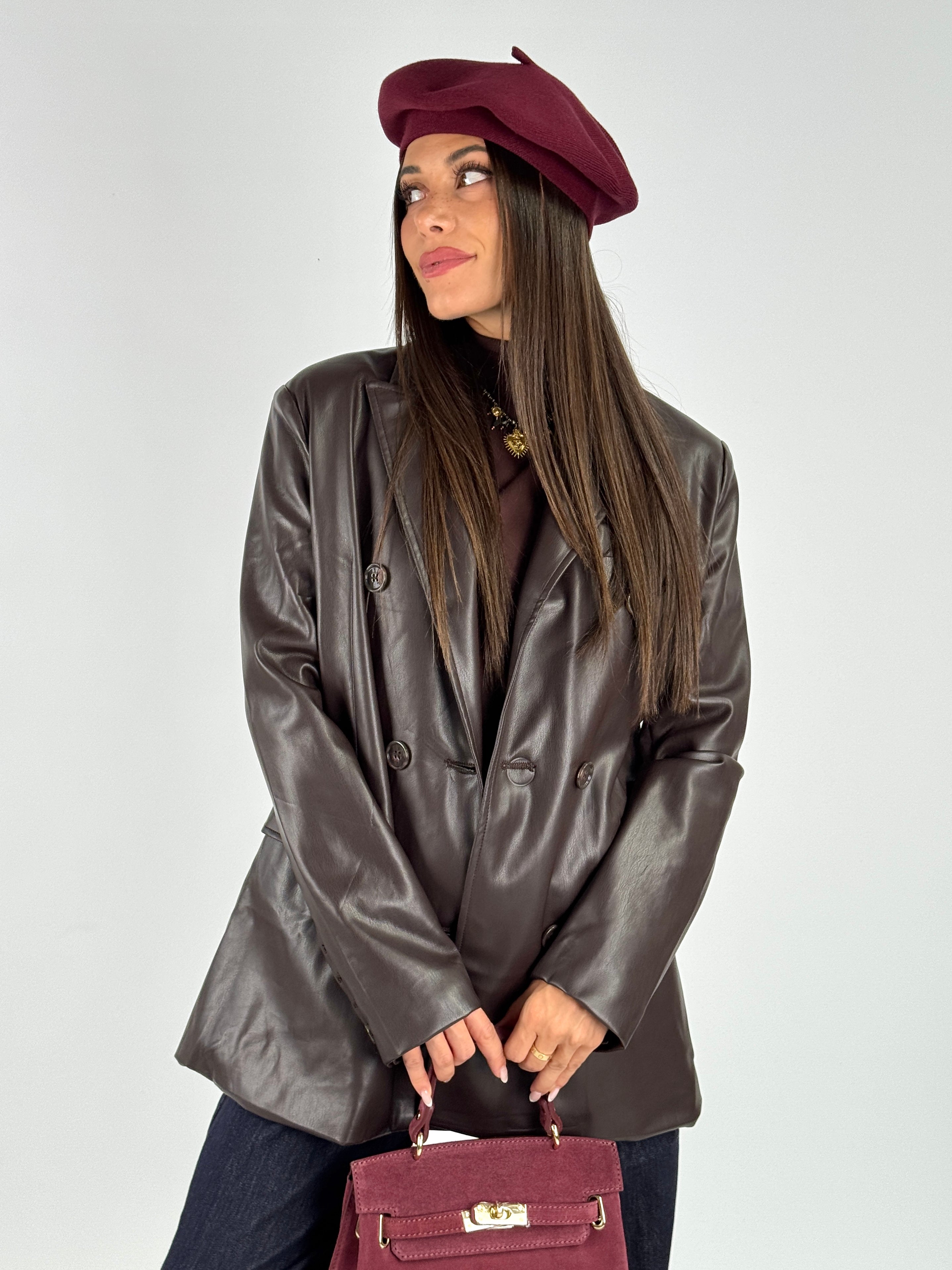 Giacca ecopelle Diana moro