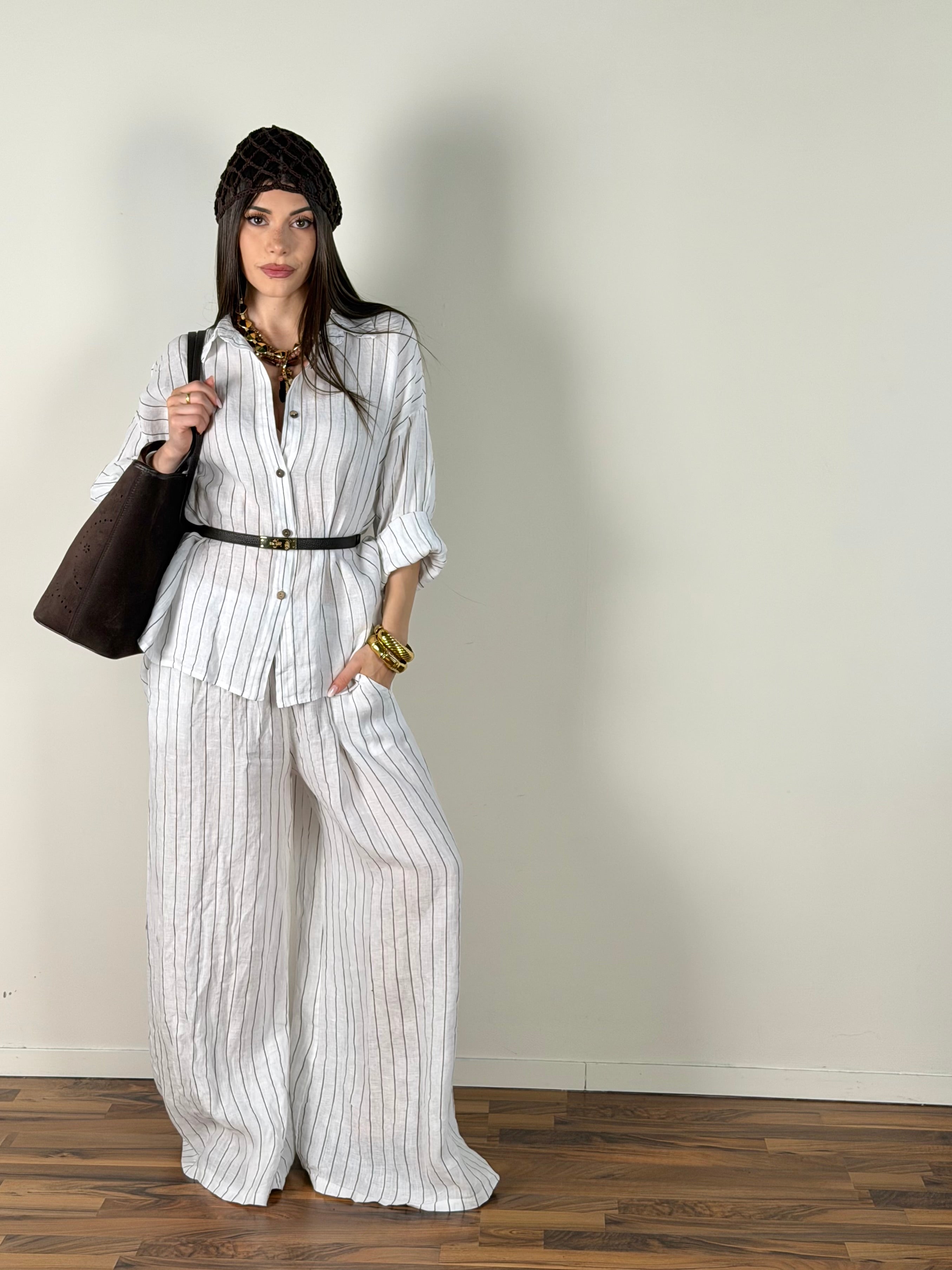 Pantalone puro lino Margot bianco