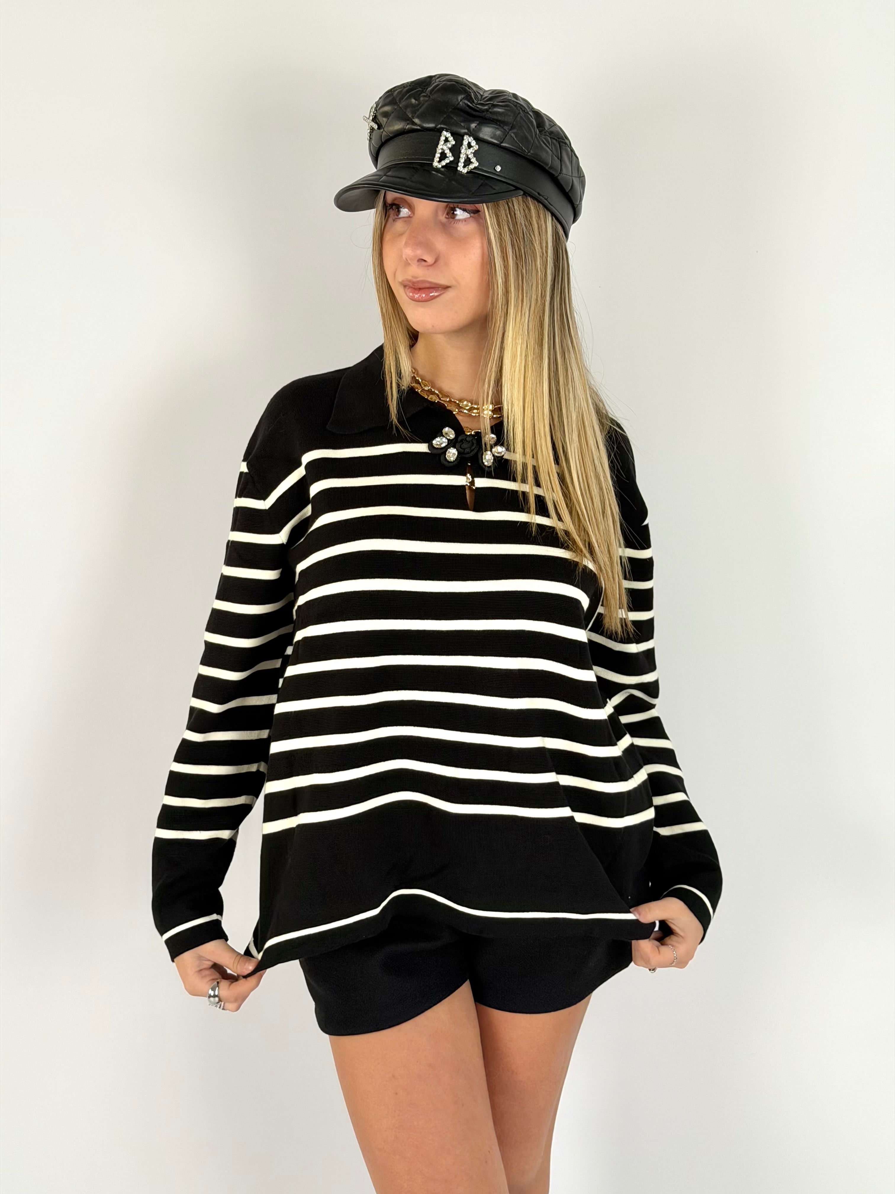 Maglia gioiello righe nera
