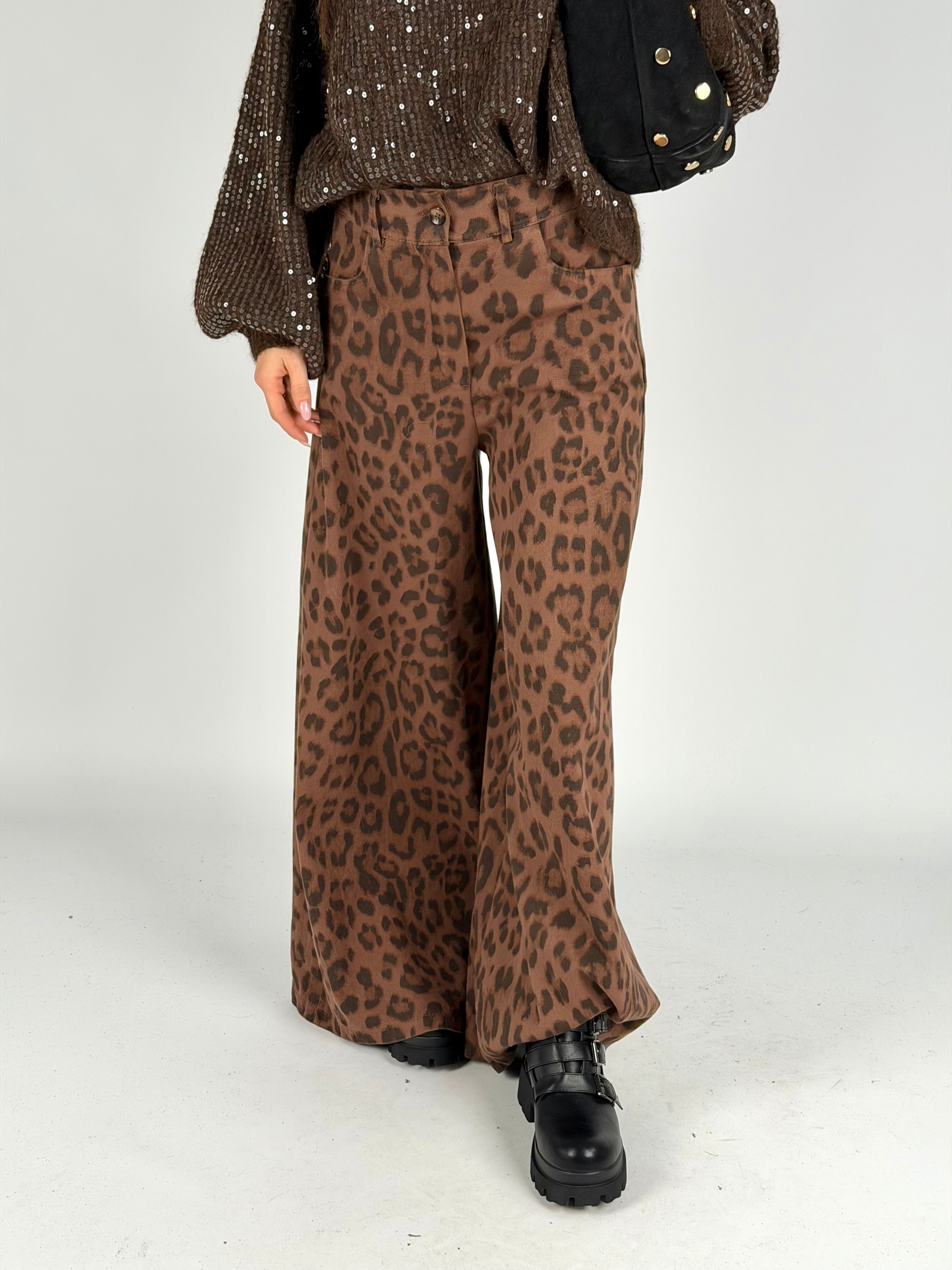 Pantalone animalier palazzo moro