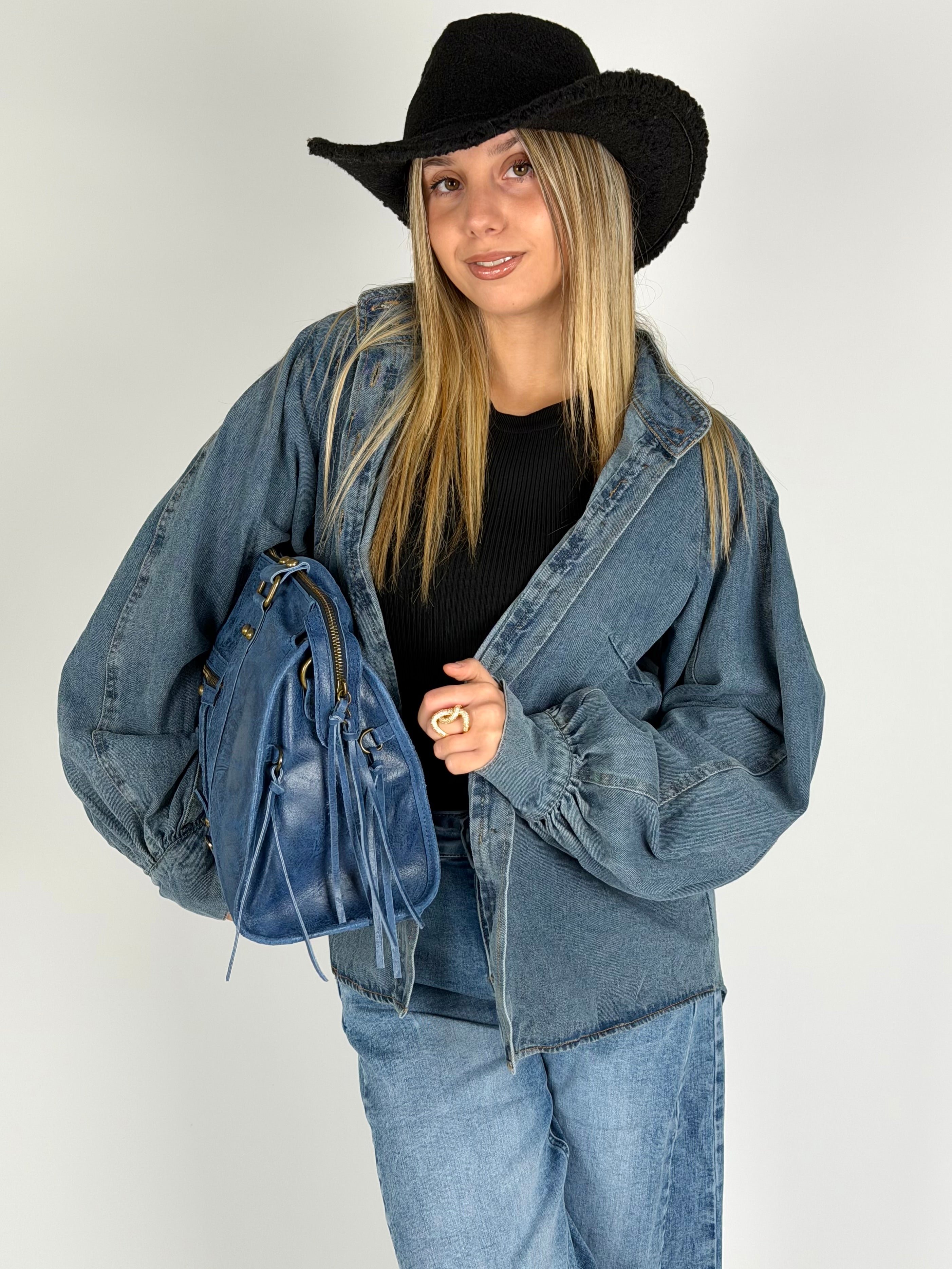 Camicia jeans con cintura