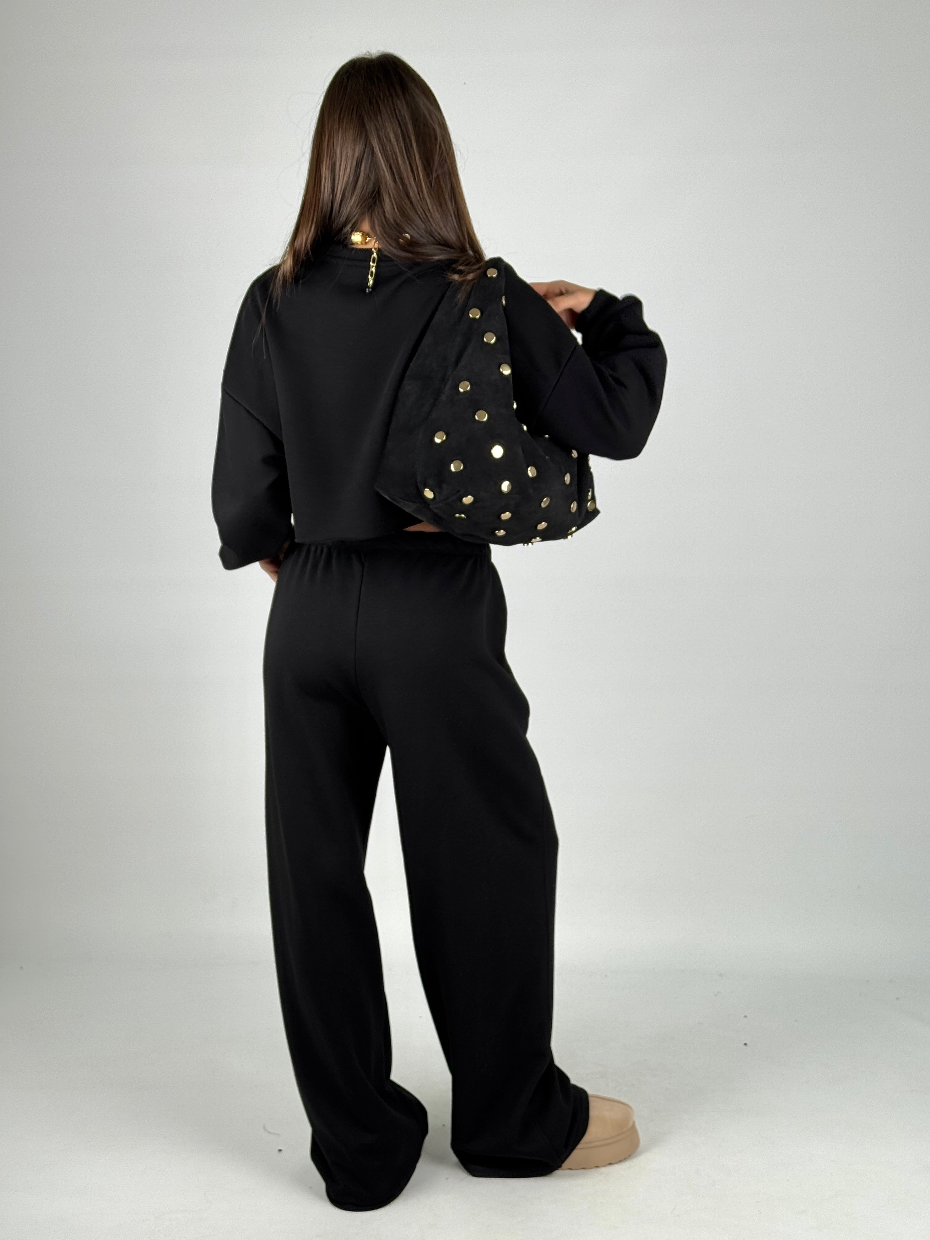 Pantalone tuta crop nera