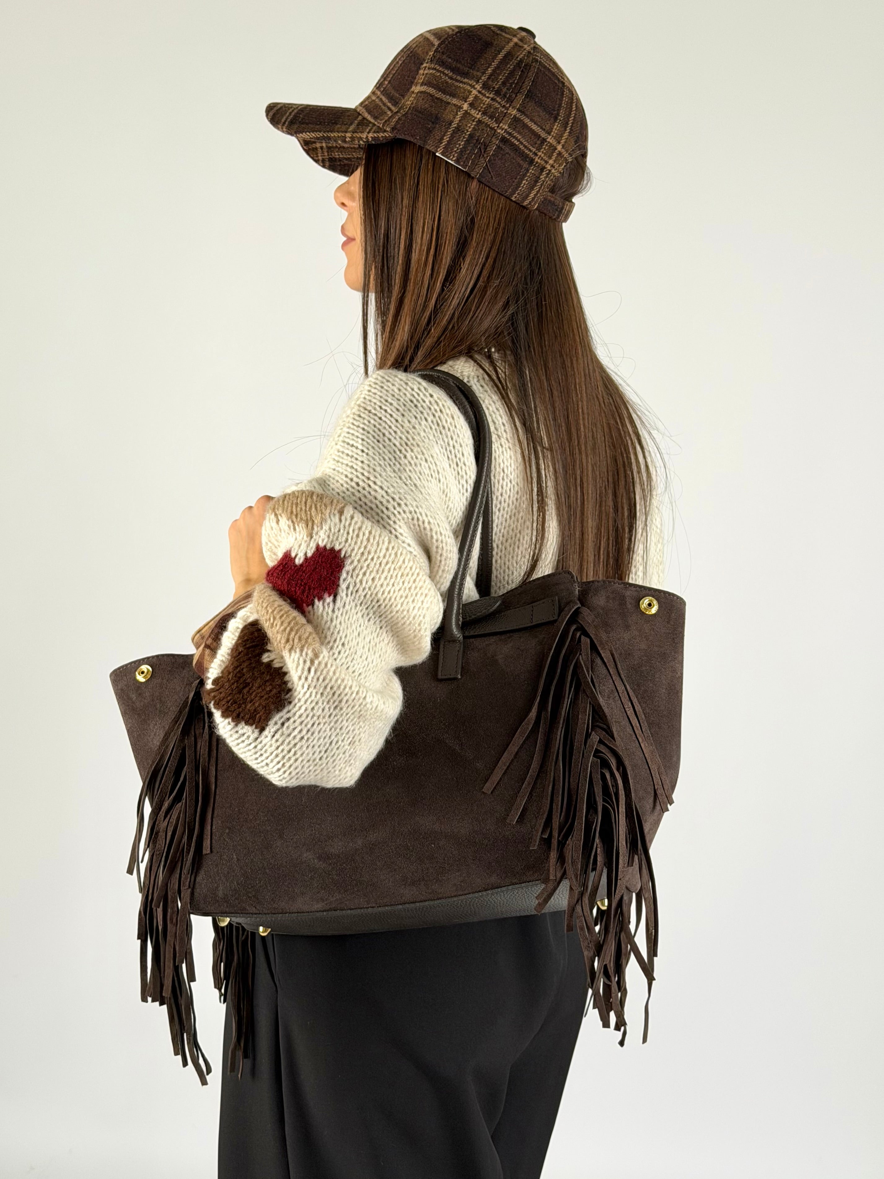 Maglione cuori beige