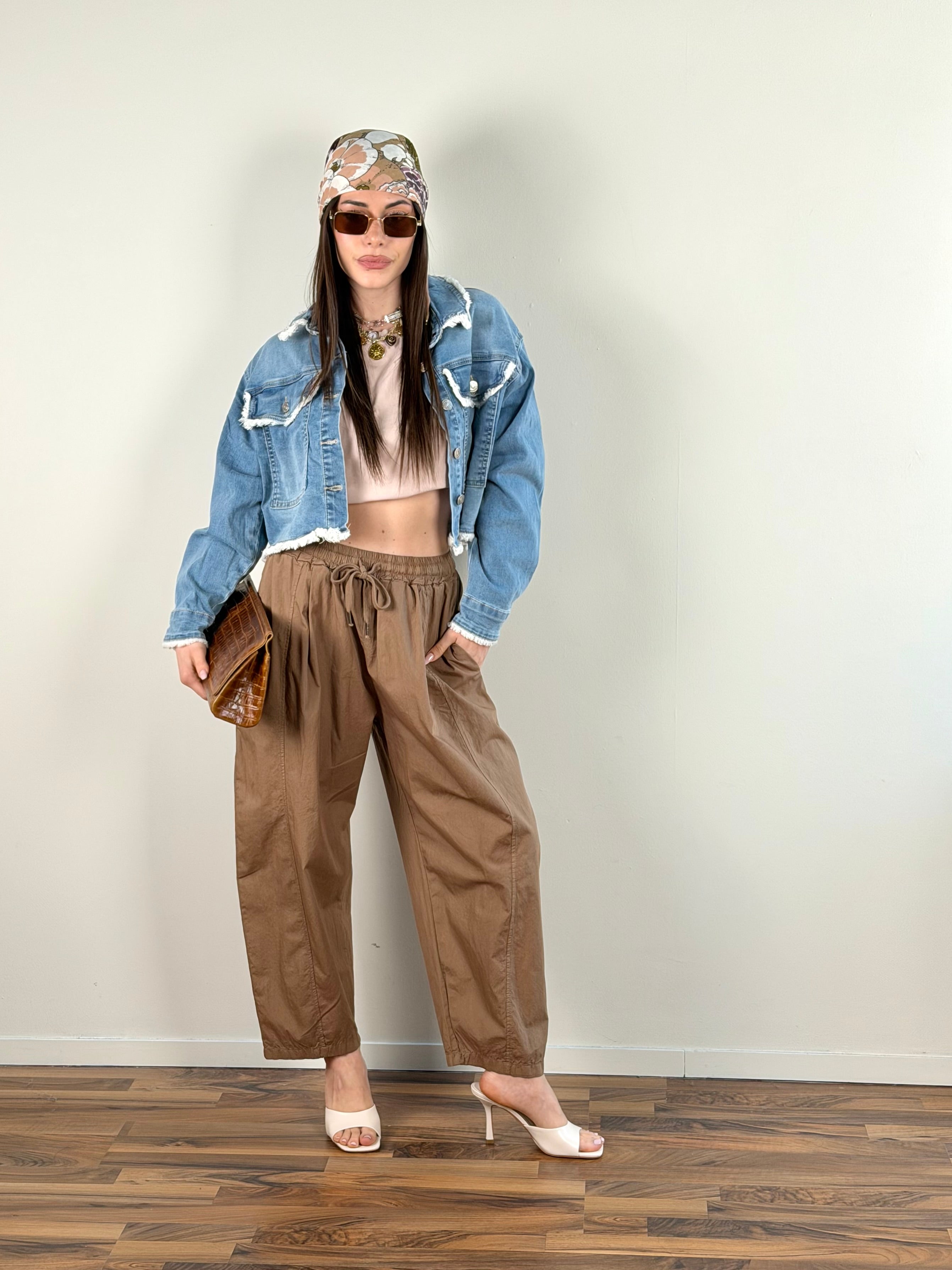 Giubbino denim sfrangiatura