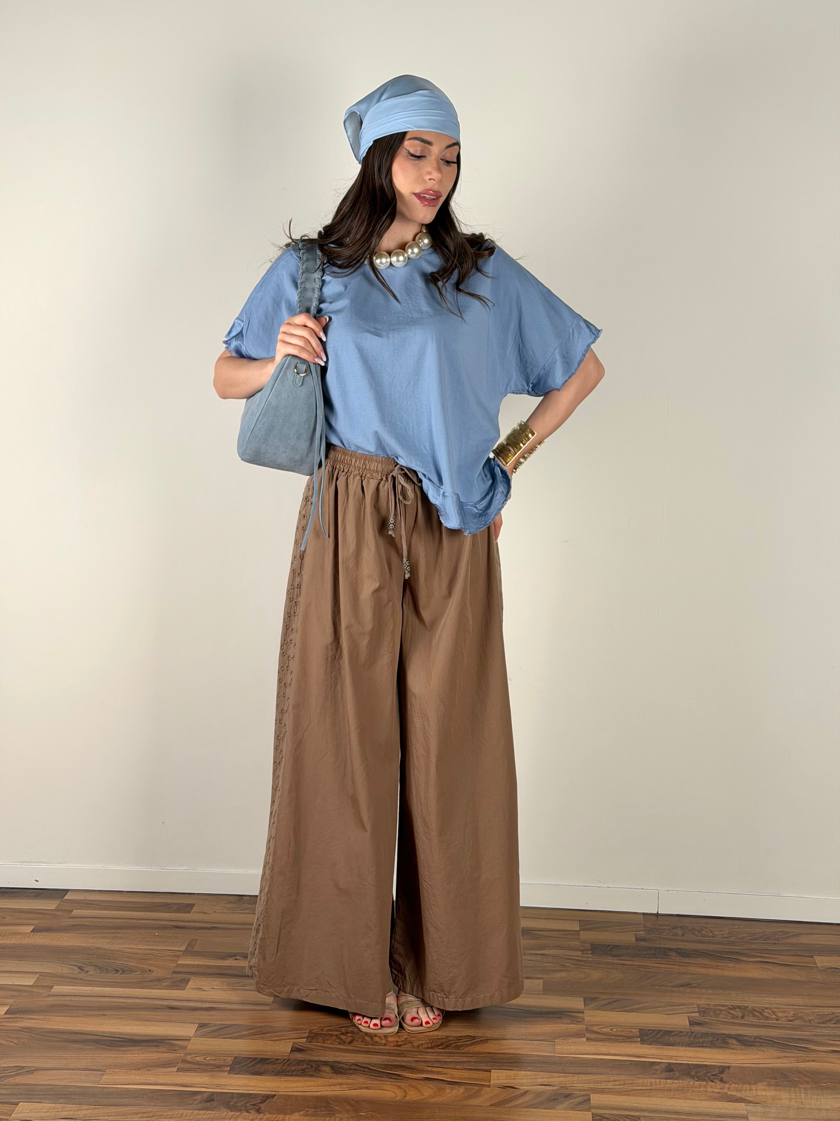 Pantalone colors pizzo sangallo tabacco