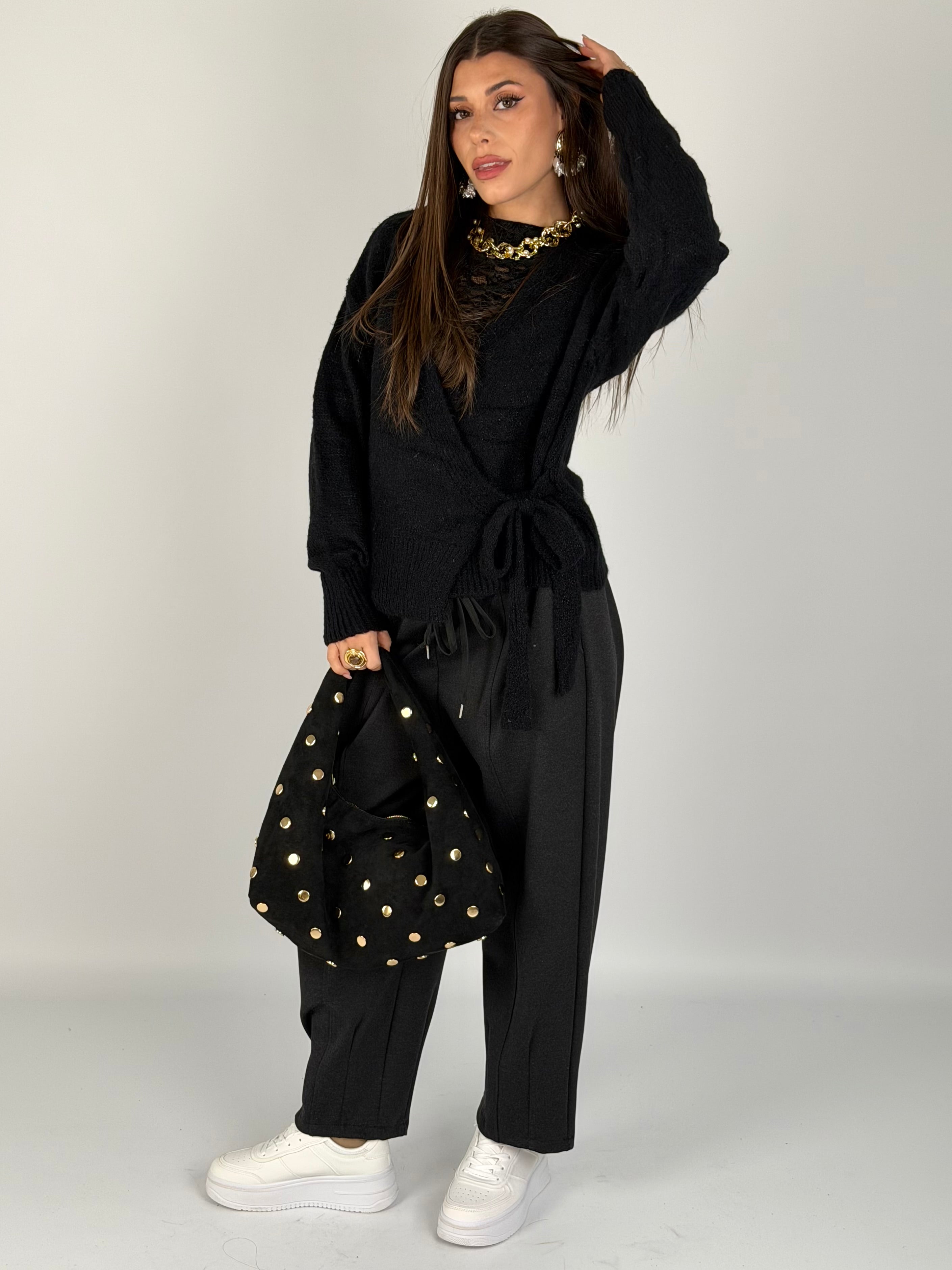 Maglia fiocco laterale nero